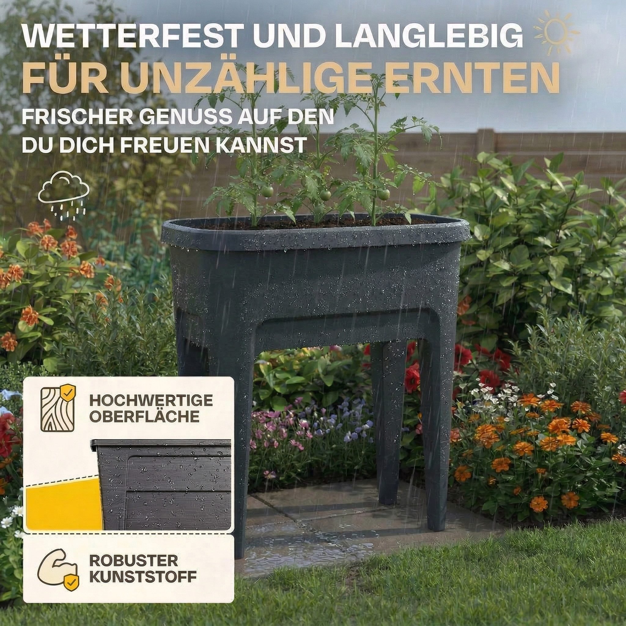 ONDIS24 Hochbeet Frühbeet Kräuterbeet Pflanzbeet Pflanzkasten mit Gewächshaus, 38T x 58B x 83H cm, mit Belüftungsschlitzen und abnehmbaren Füßen