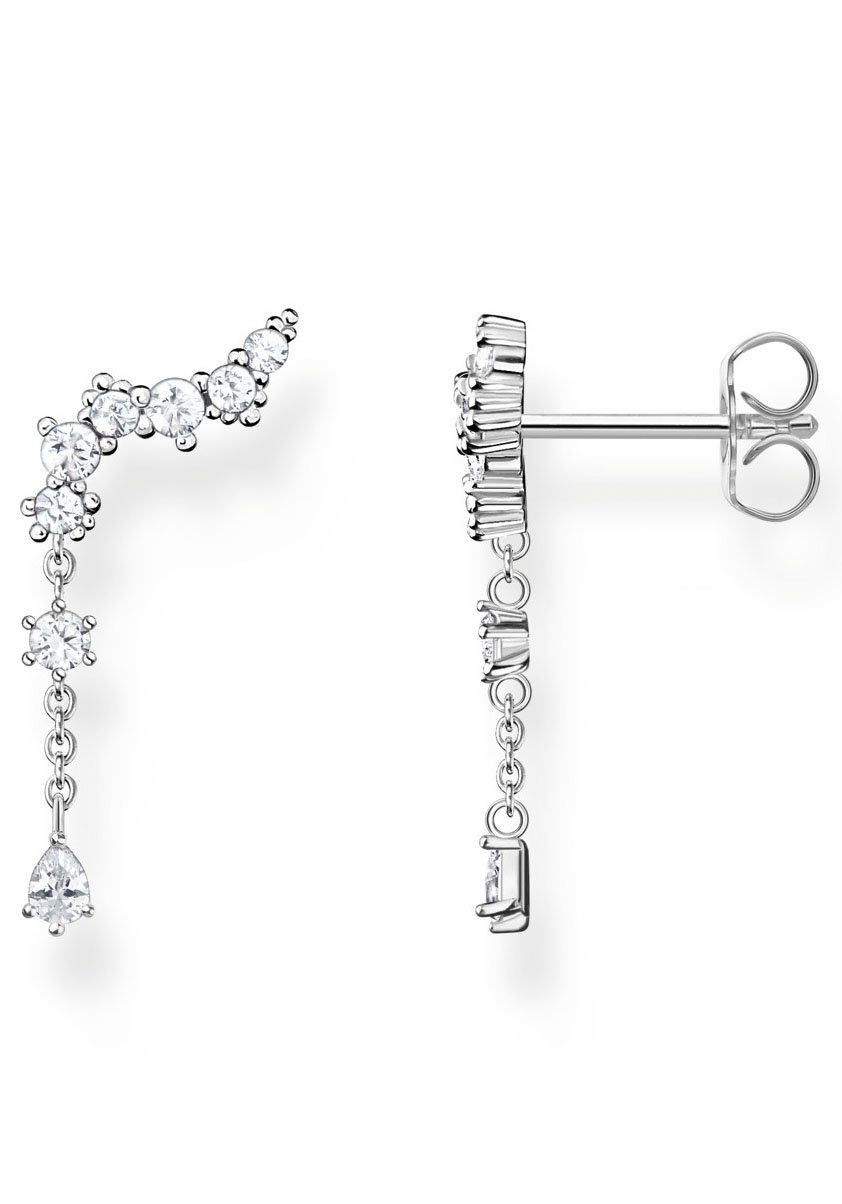 THOMAS SABO Paar Ohrstecker Ear Climber Eiskristalle, H2254-051-14, mit  Zirkonia (synth), Besonders schön: Tropfenförmige Zirkonia-Steine schwingen  an einer kleinen Kette