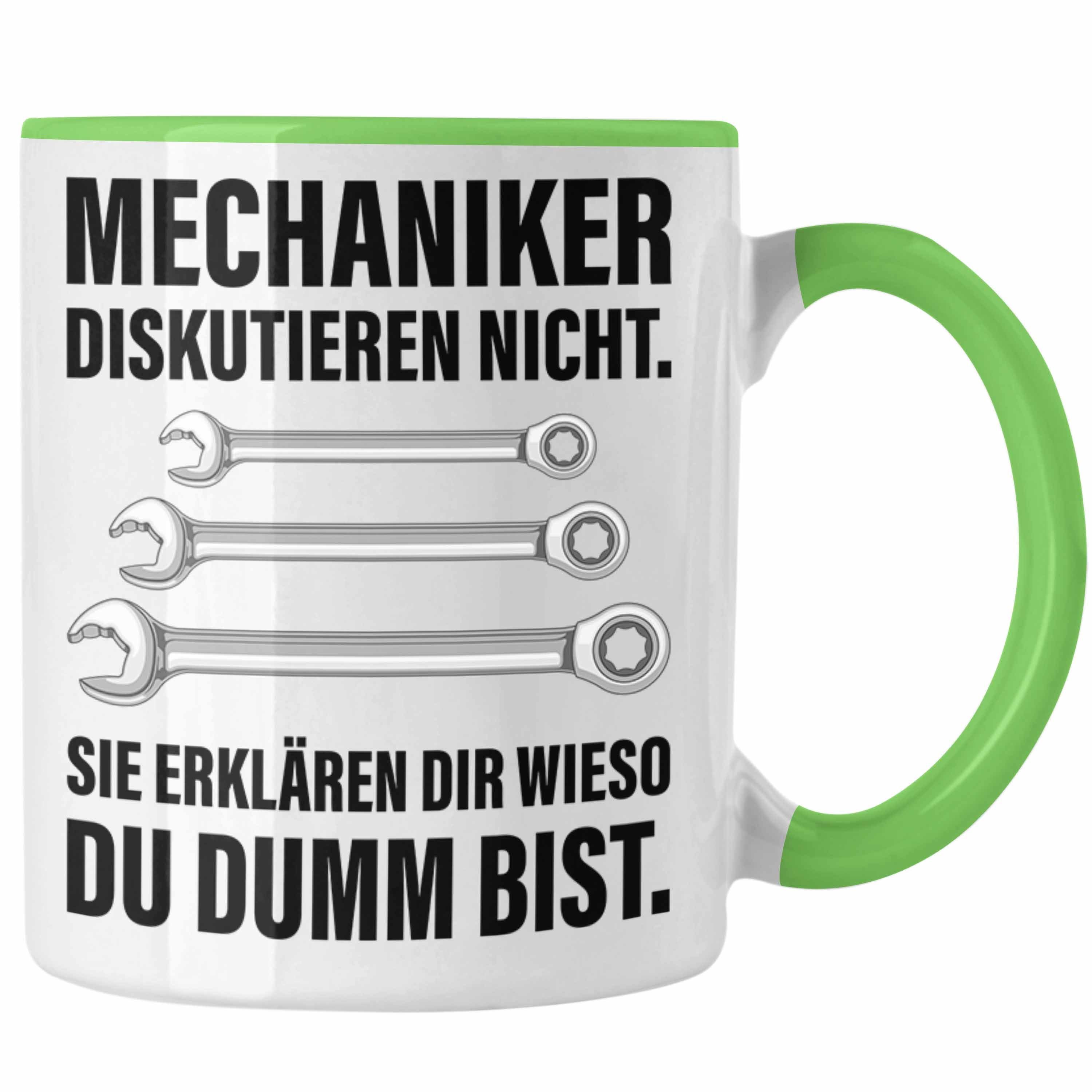 Geschenk Tasse Mechaniker Lustig Trendation Mechatroniker Tasse Trendation - KFZ Automechaniker Grün Werkstatt Tasse