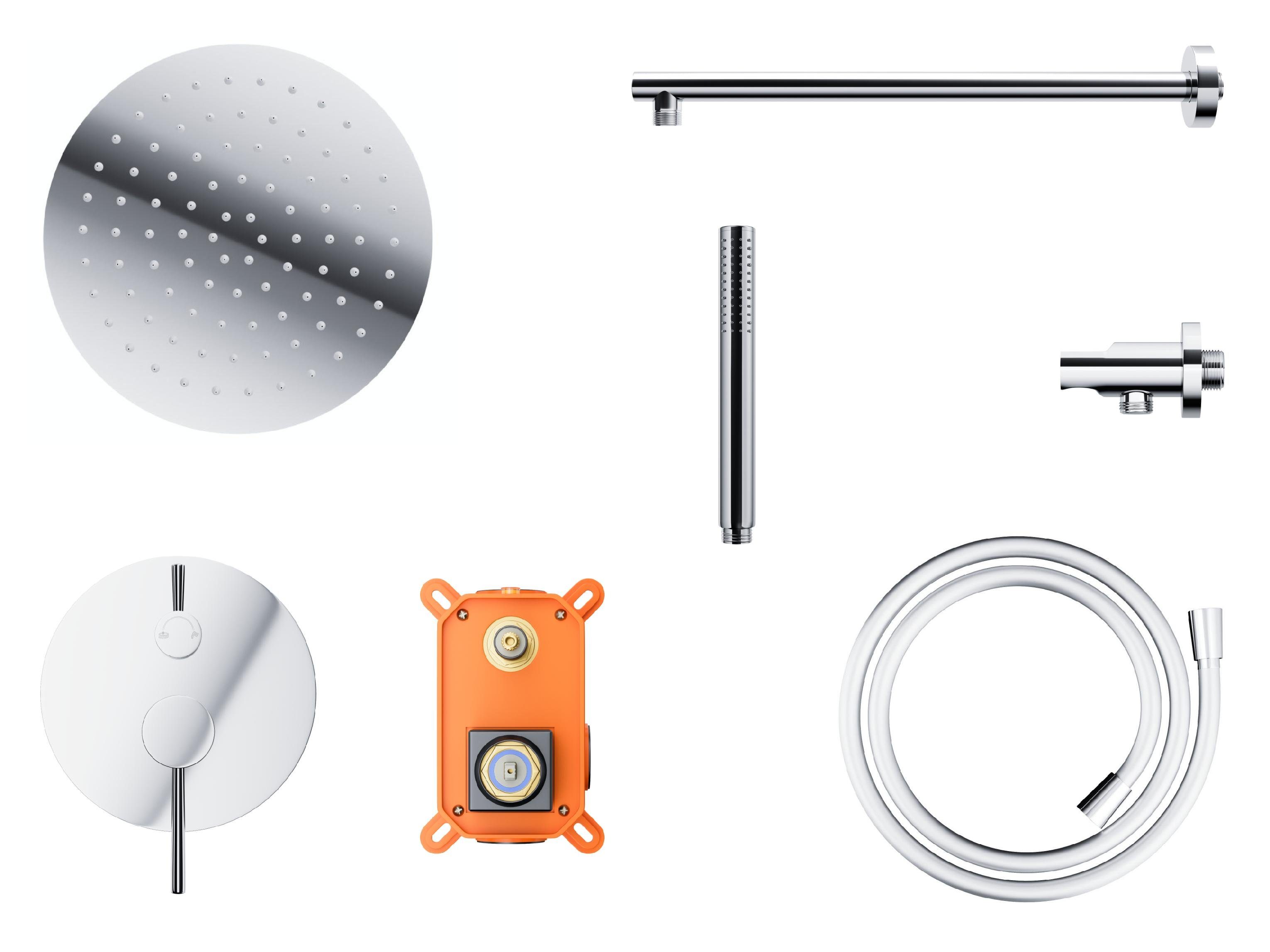 Thumbnail - KOLMAN Stangenbrause-Set LUGO Komplettes Unterputz Duschsystem in Chrom, Höhe 18 cm