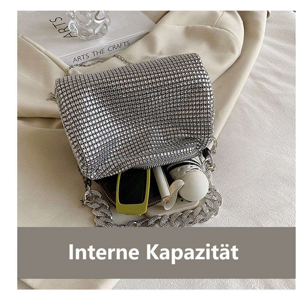 Zaewry Clutch Damen Glitzer Tasche, Elegante Tasche Abendtasche Hohe Kapazität, mit Reißverschluss Clutch CrossBody Bag Umhängetasche – Bild 5 von 5