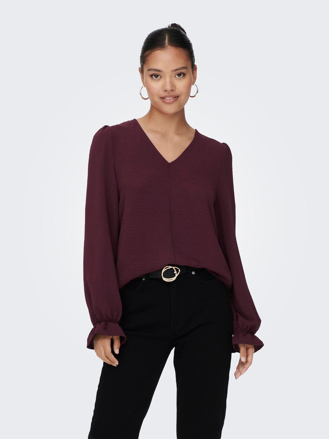 ONLY Spitzenbluse ONLMETTE L/S LACE TOP WVN Kunstfaser, regular fit