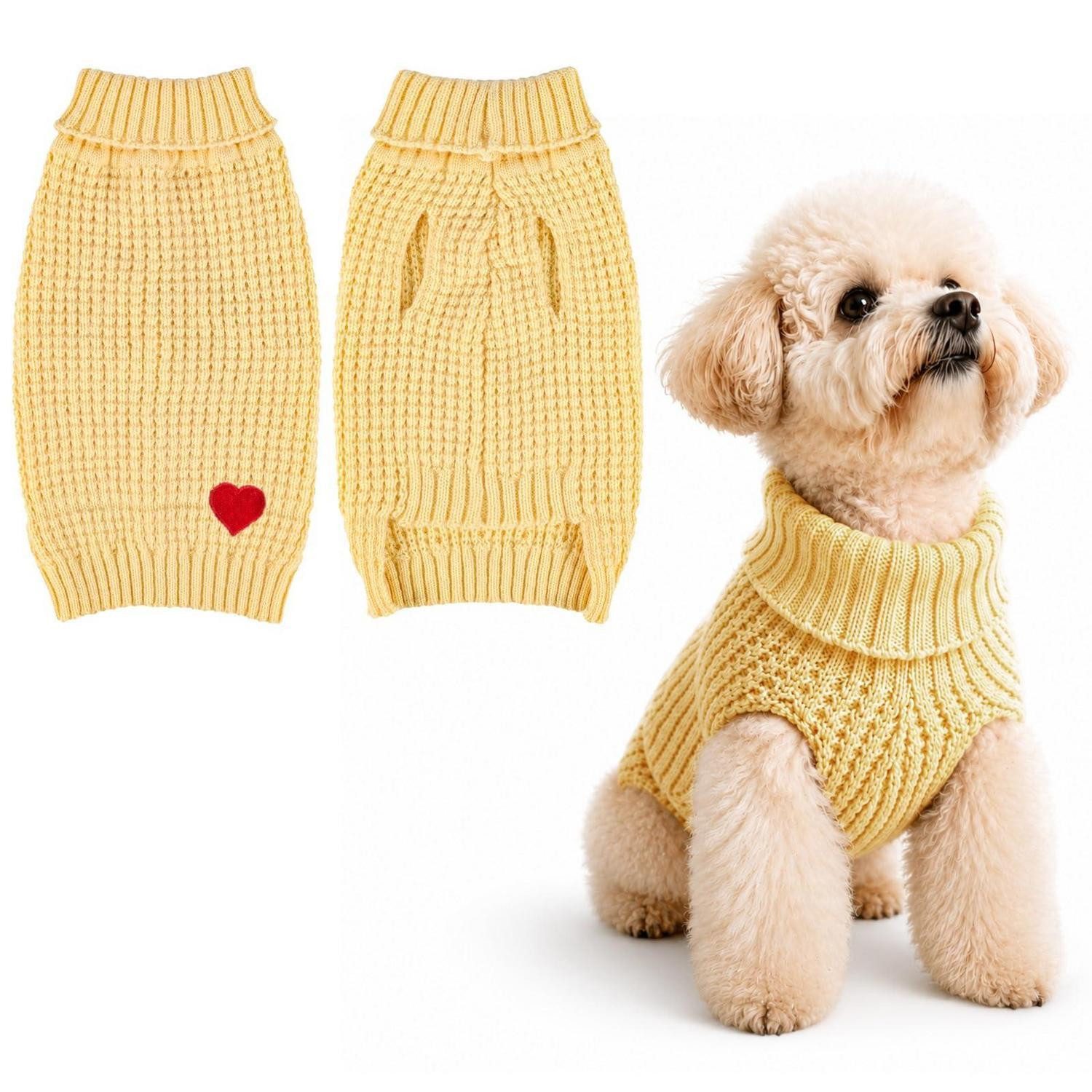 LuxusKollektion Tierpullover Hundepullover Rollkragen warm Gelb XL
