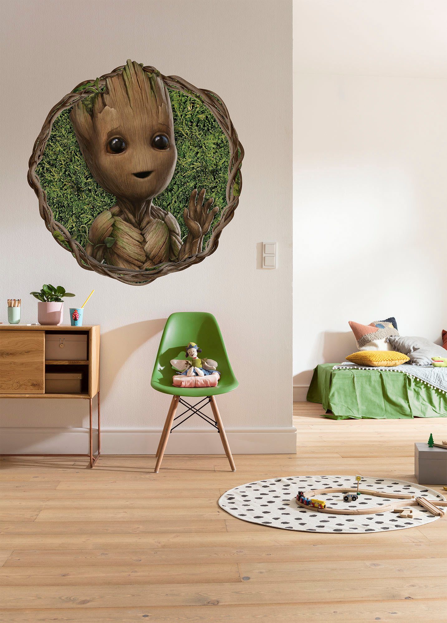 Komar Wandtattoo selbstklebendes Vlies - Groot Little Twig - Größe 125 x 125 cm (1 St), Künstler: Komar, rund und selbstklebend