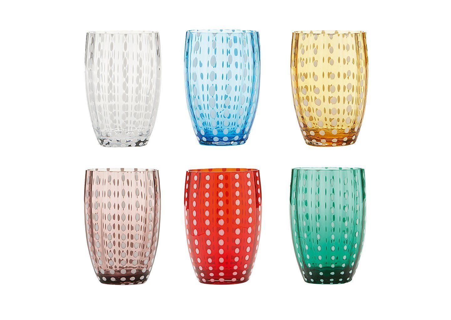 Zafferano Gläser-Set Perle Handgemachtes Gläser Set 6 Stück - Farblich Sortiert, 6-teiliges Set