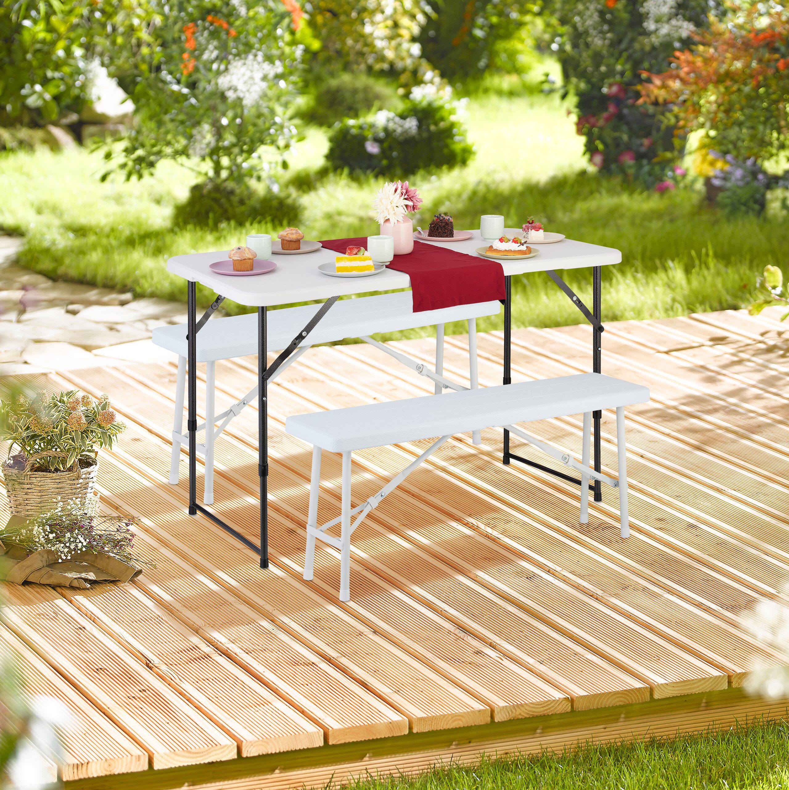 relaxdays Gartentisch Campingtisch klappbar, Weiß günstig online kaufen