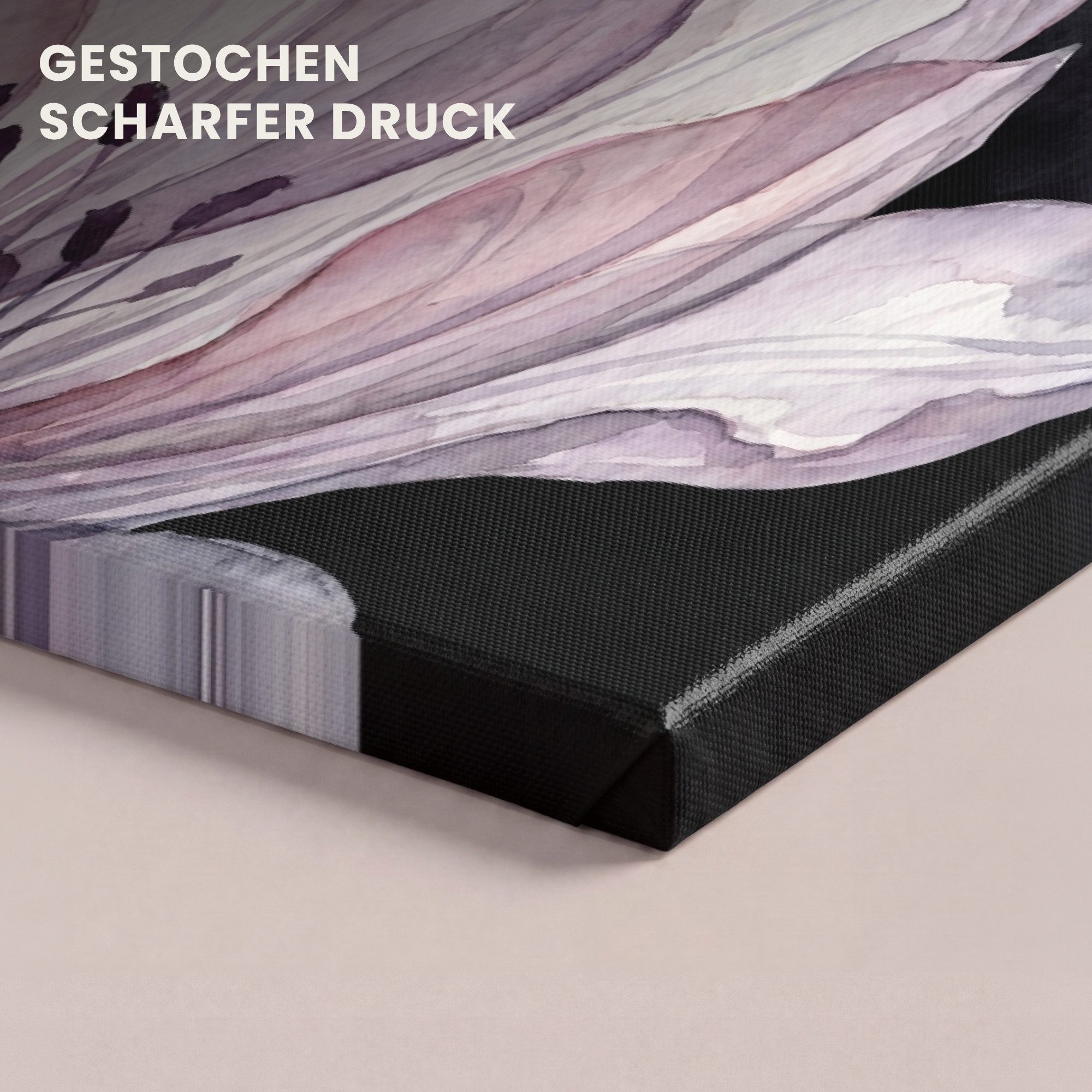 OneMillionCanvasses® Leinwandbild Panorama Blumen – Aquarell – Modern – Rosa – Dunkel, Fotodruck (1 St), Wandbild, Deko Schlafzimmer Wohnzimmer Flur 60x20 cm – Bild 3 von 5