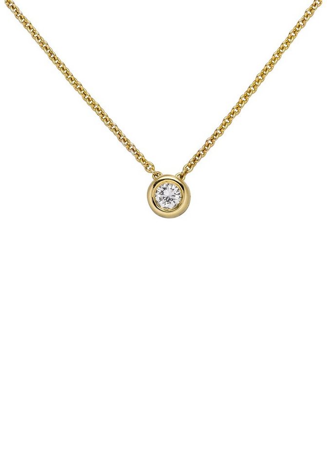 JOBO Kette mit Anhänger Solitär Diamant Brillant 0,25 , 585 Gold 45 cm,  Besetzt mit einem Diamant-Billanten 0,25