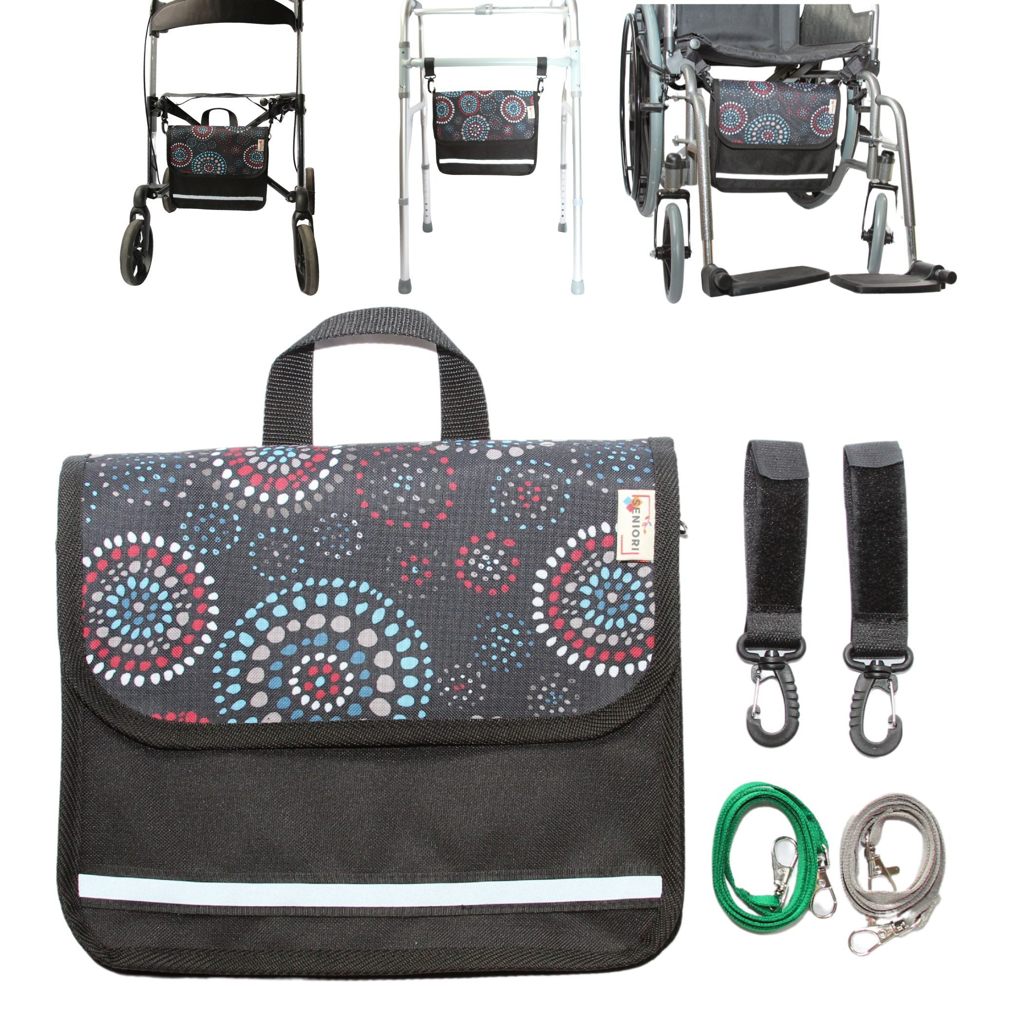 Seniori Aufbewahrungstasche multifunktionale Tasche für Rollstühle UNTER DEM SITZ Rollstuhltasche, 1U - Kreise