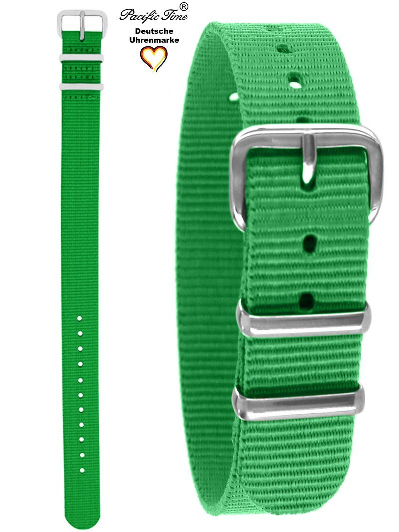 Uhrenarmband Wechselarmband grün Gratis Pacific 16mm, Nylon Textil Time Versand