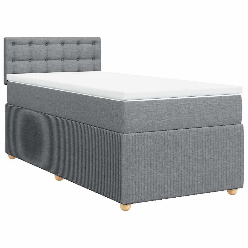 Bett Boxspringbett mit Matratze Hellgrau 90x200 cm Stoff