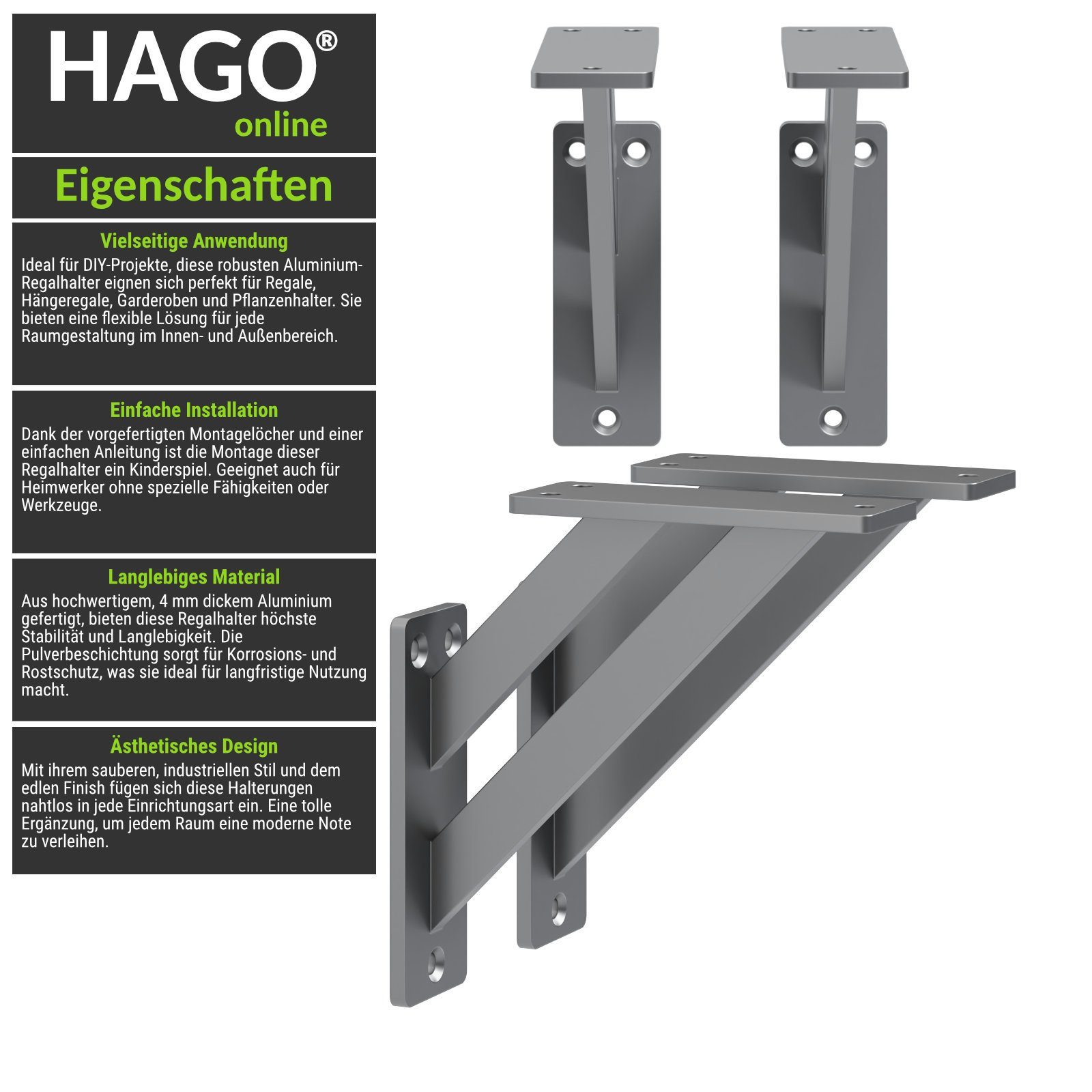 HAGO Wandregalhalter DIY 2er Set Wandregalhalter günstig online kaufen