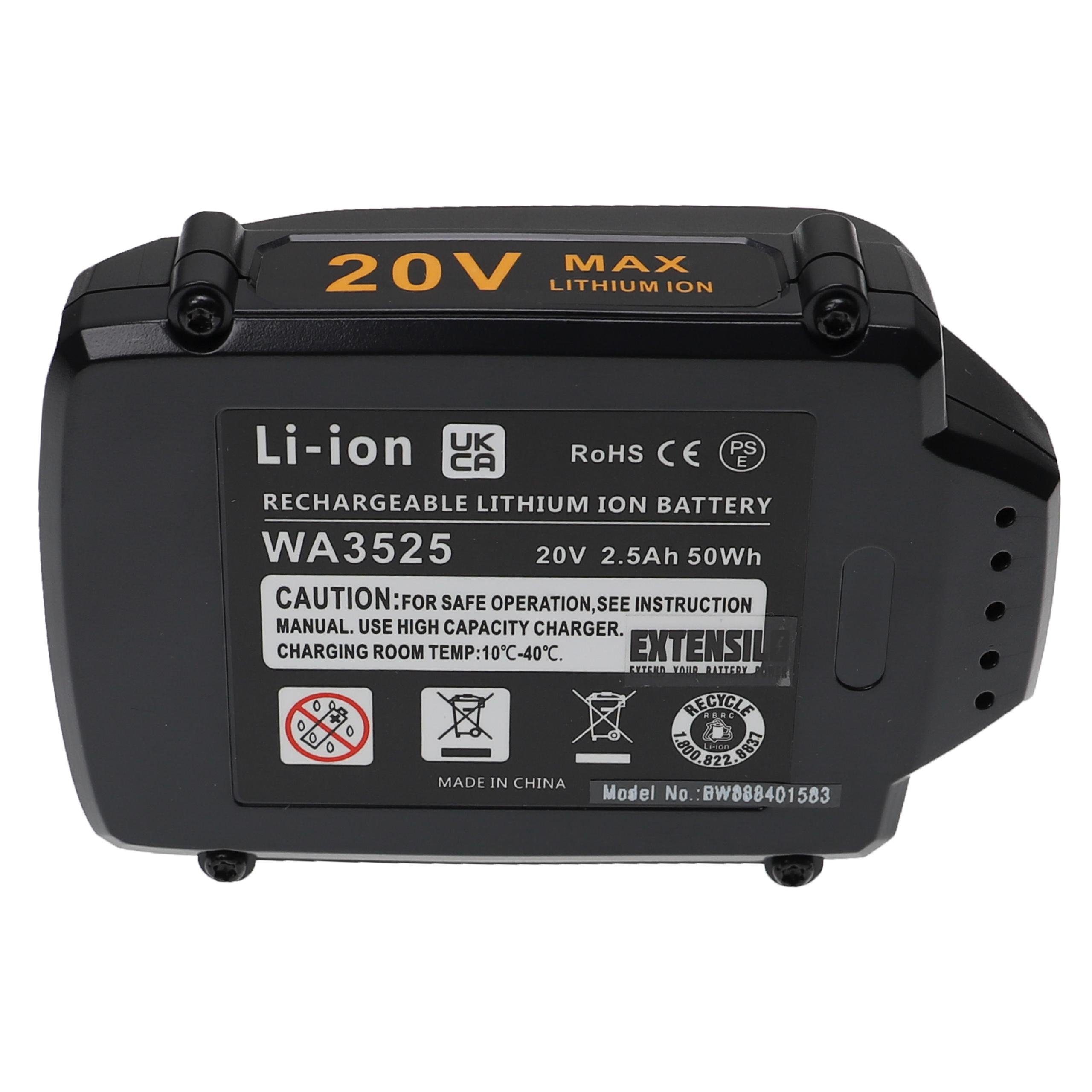 Li-Ion mAh WX800.9 WX800E (20 V) Akku mit WX820, kompatibel MAX, Worx 2500 WX822, WX801.9, Extensilo