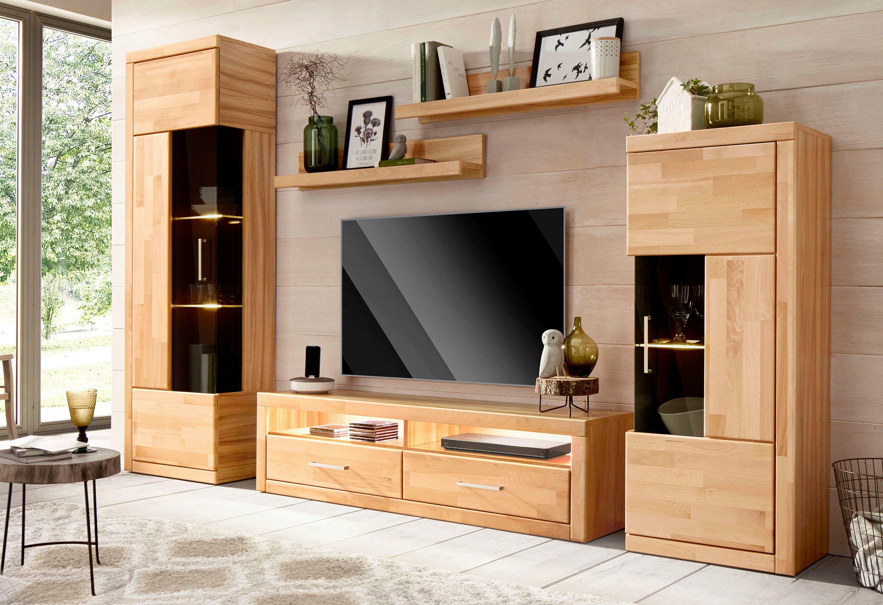 Home affaire Vitrine Ribe,180cm hoch,5 Fächer,2 Glasböden variabel einsetzb günstig online kaufen