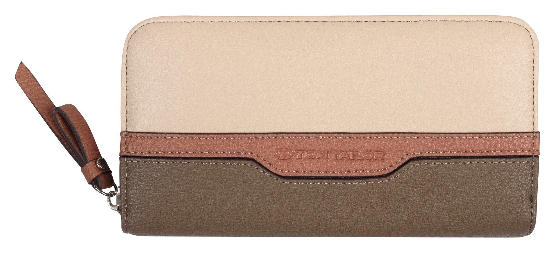 TOM TAILOR Geldbörse Long zip wallet, Einteilung mixed-taupe mit praktischer