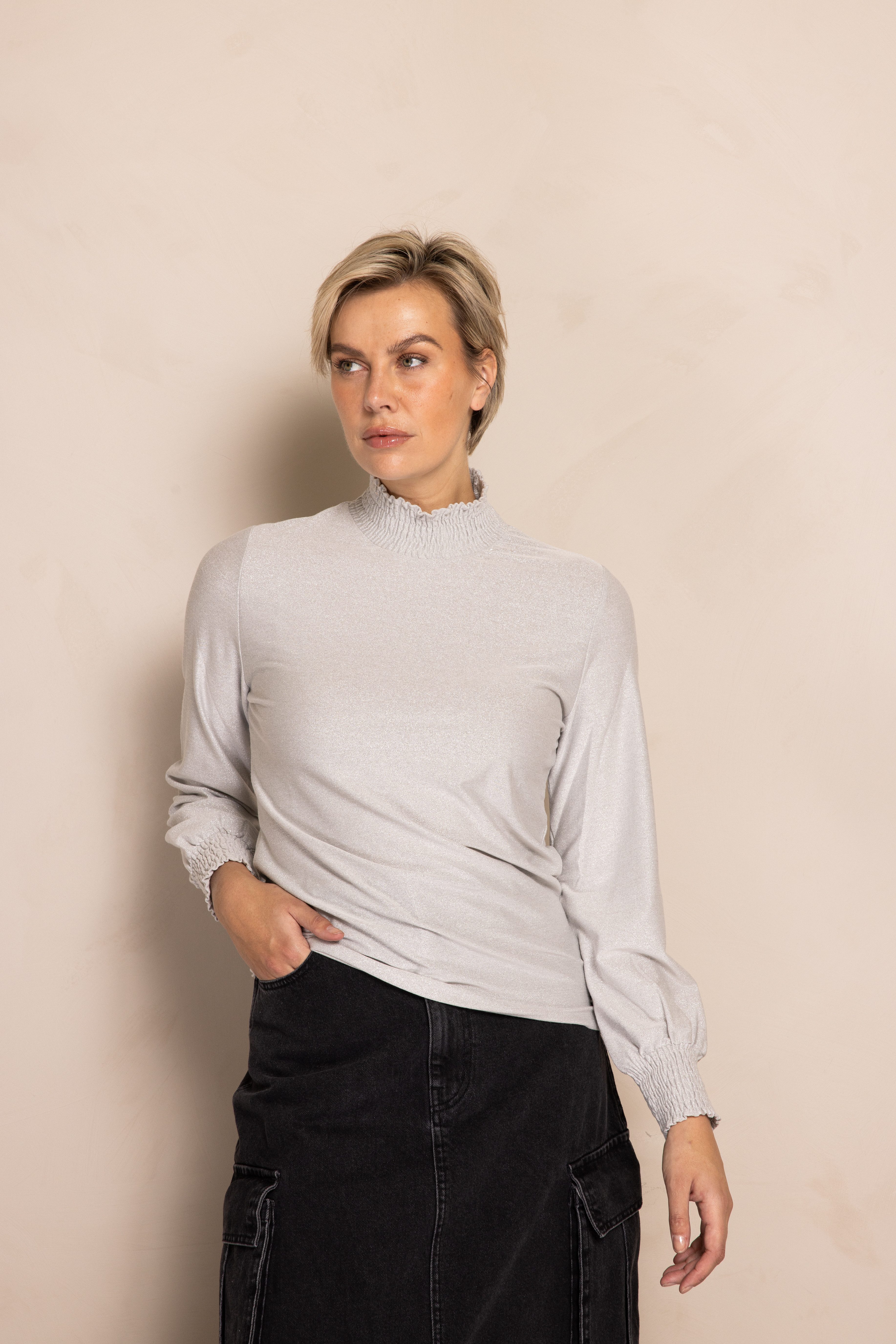 Zhrill Stehkragenshirt ZHVEZNA mit Schimmer-Effekt günstig online kaufen