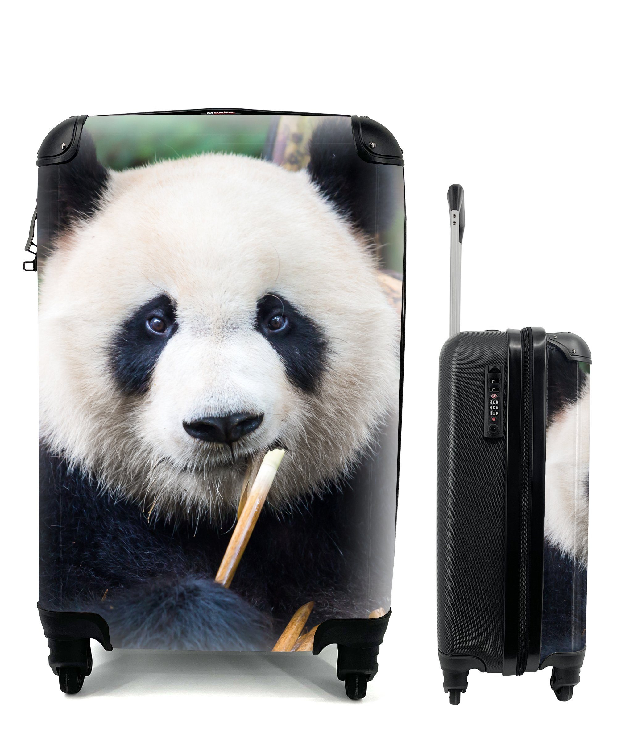 MuchoWow Handgepäckkoffer Panda - Bambus - Natur, 4 Rollen, Reisetasche mit rollen, Handgepäck für Ferien, Trolley, Reisekoffer