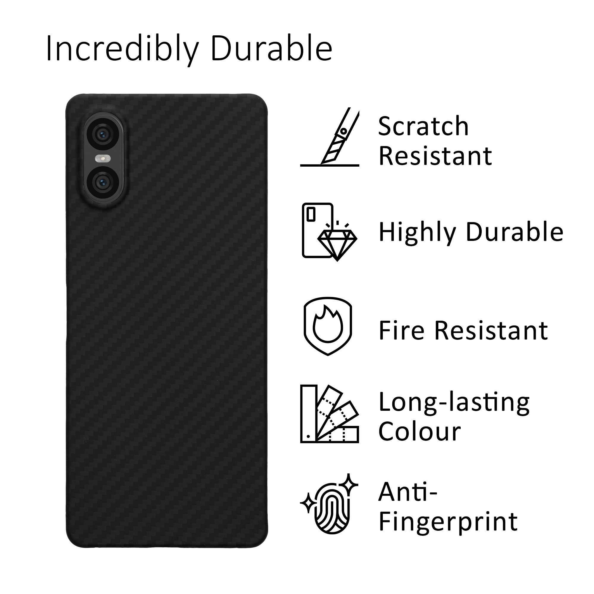 kalibri Handyhülle Hülle für Sony Xperia 10 VI, Aramid Handy Schutzhülle - Smartphone Cover Case