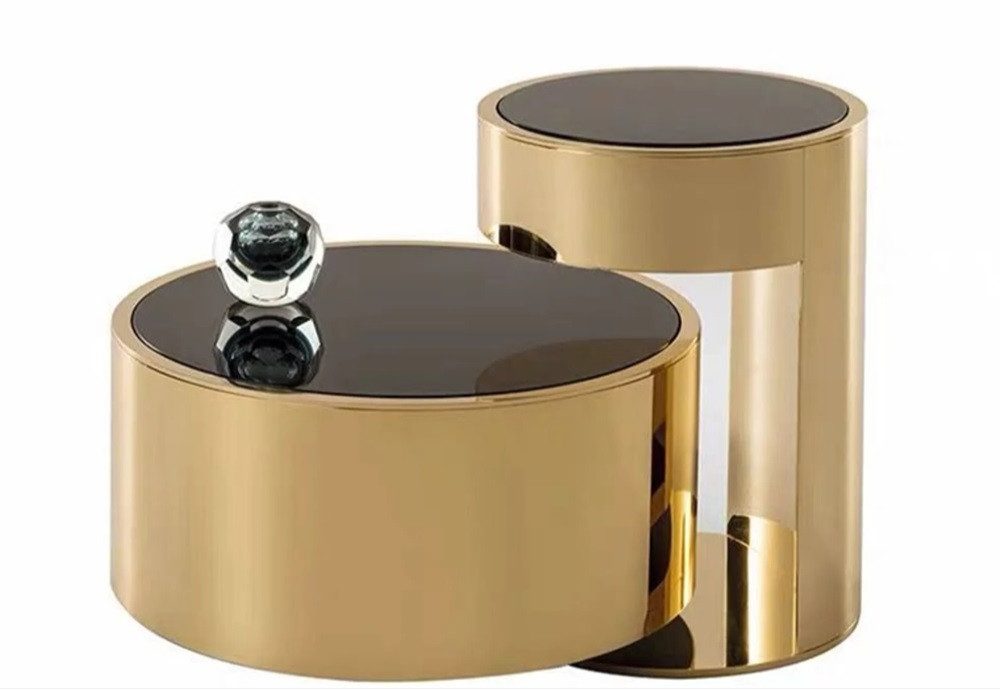 Couchtisch Edles Beistelltisch 2er Set mit schwarzerKaffeetisch Wohnzimmertisch