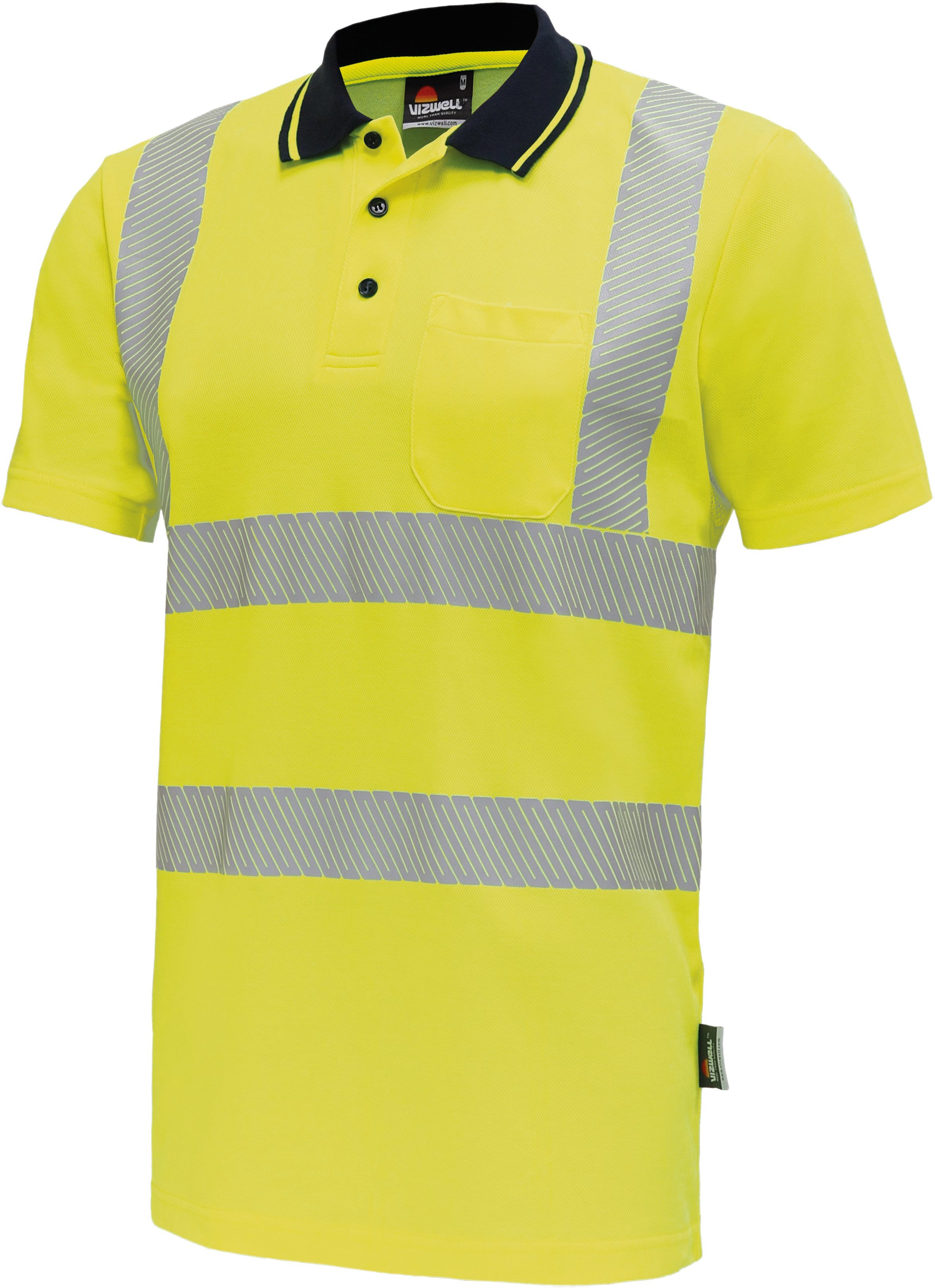 vizwell Warnschutz-Shirt Poloshirt Arbeitsshirt Polo-Shirt leuchtfarbe günstig online kaufen