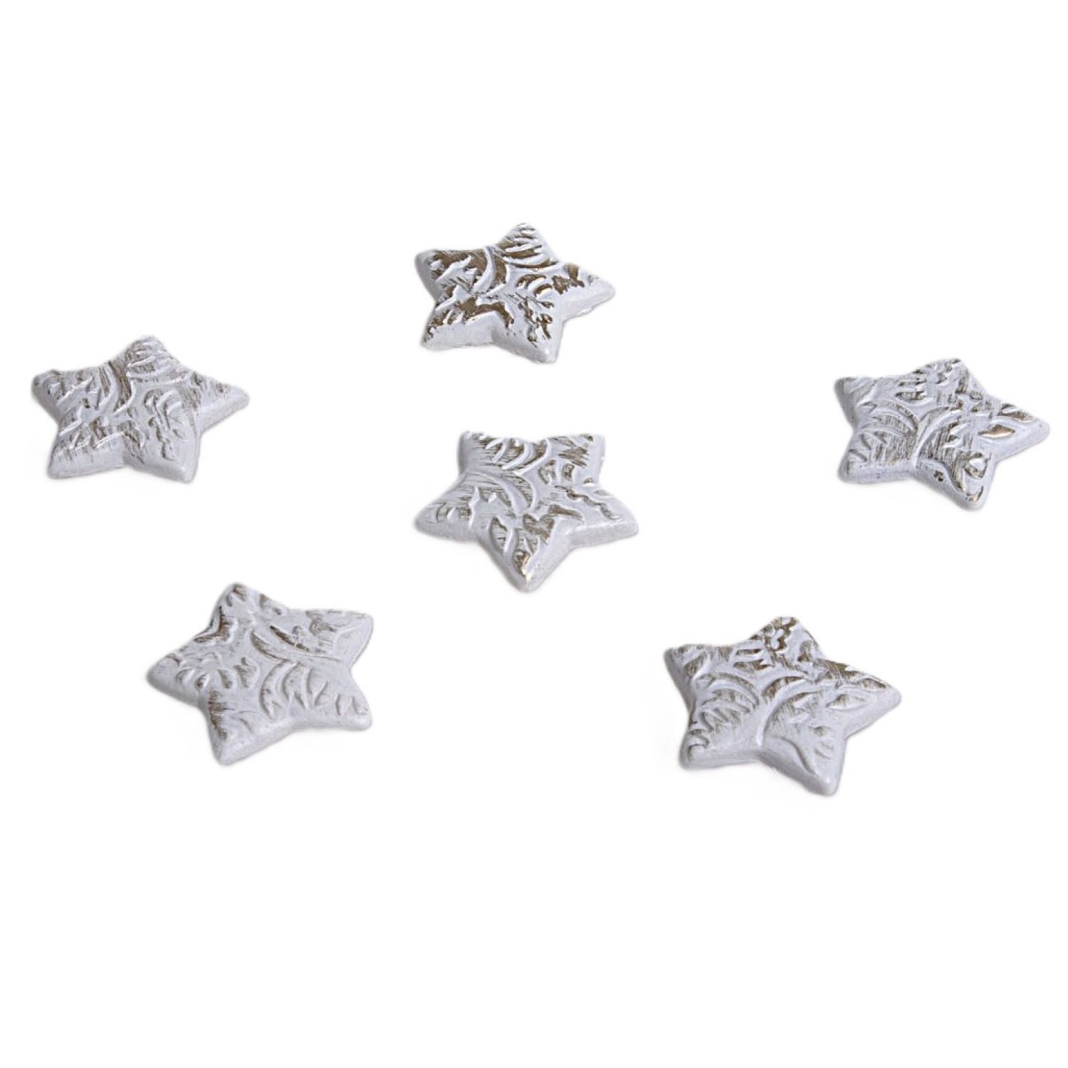 Deko AS Streudeko Streudeko - Reliefstern - weiß-gold - ca. 3 cm - 48 Stück, (48-tlg), Reliefmuster