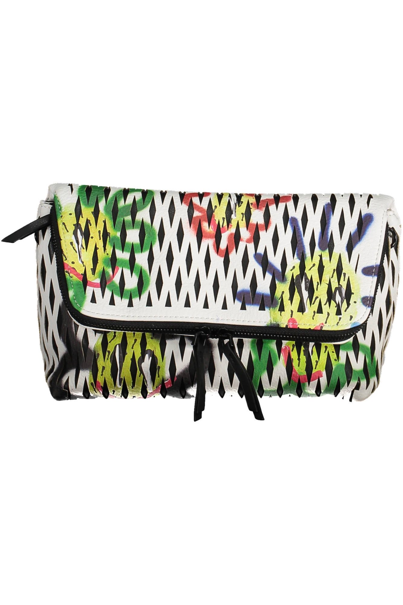 Desigual Umhängetasche, Weiß Damen Handtasche mit Kontrastdetails & abnehmbaren Riemen