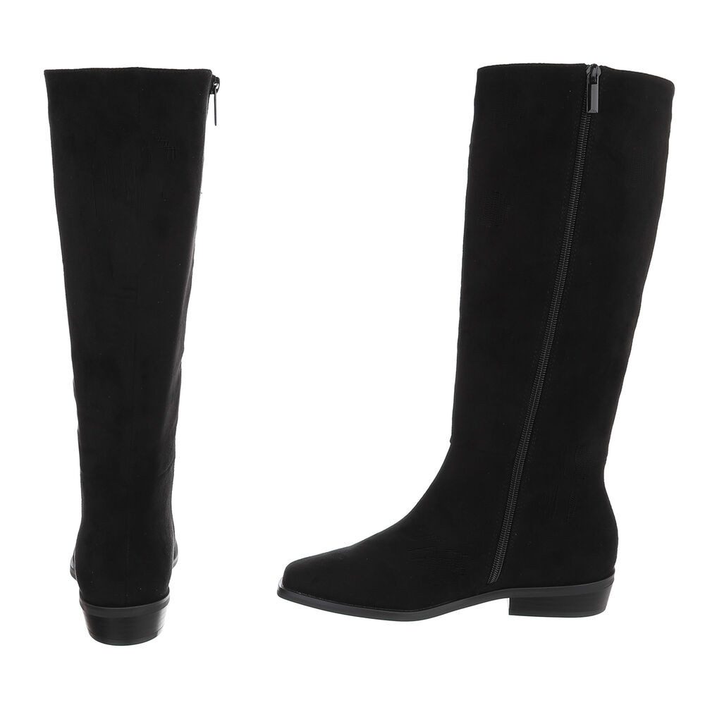 Ital-Design Damen Kniehoher Stiefel mit Blockabsatz, elegant Stiefel (92125642) Blockabsatz Flache Stiefel in Schwarz – Bild 5 von 5