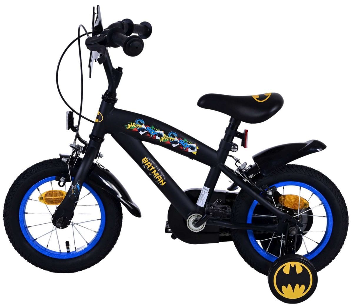 Volare Kinderfahrrad 12" 12 Zoll Kinder Jungen Fahrrad Rad Bike Kinderrad Batman 21131-safw, Stützräder, Kettenschutz, Schutzbleche