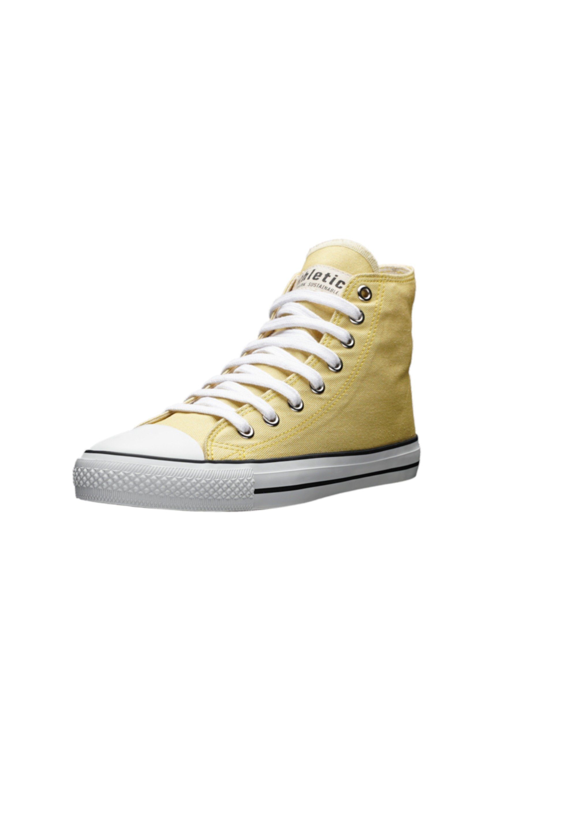 ETHLETIC White Cap Hi Cut Sneaker Fairtrade Produkt Watersign Yellow - Just White