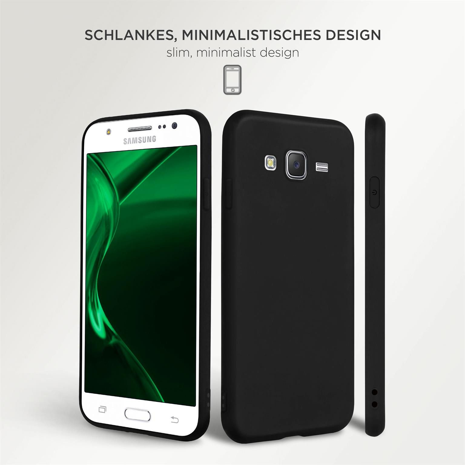 ONEFLOW Handyhülle für Samsung Galaxy J5 (2015) Hülle Dünn SlimShield Pro Schwarz 5 Zoll, Backcover TPU Case Handyhülle minimalistisch Schutzhülle Erhöhter Rand