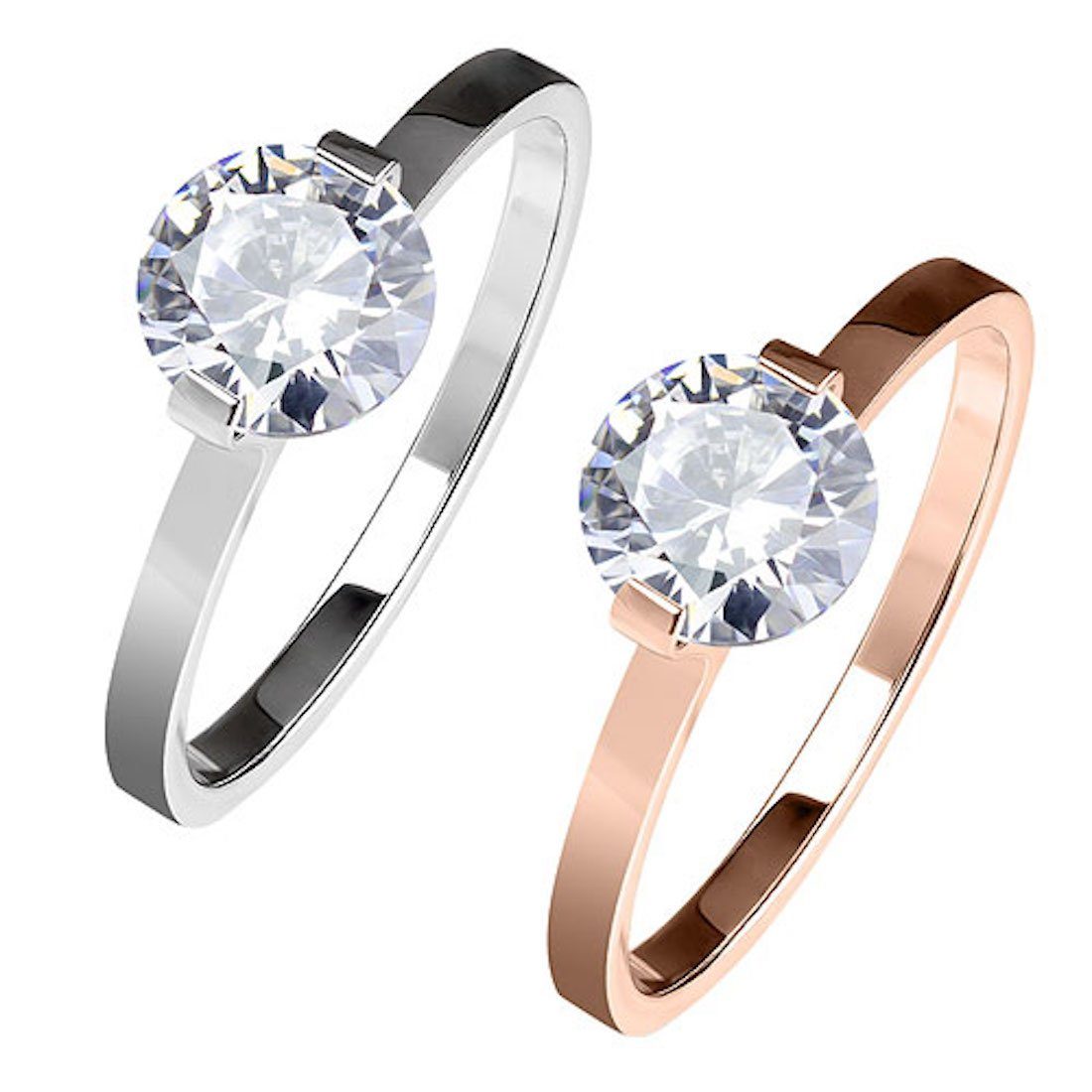 Taffstyle Fingerring Damen Ring Zirkonia in Rosegold oder Silber, Ring Verl günstig online kaufen