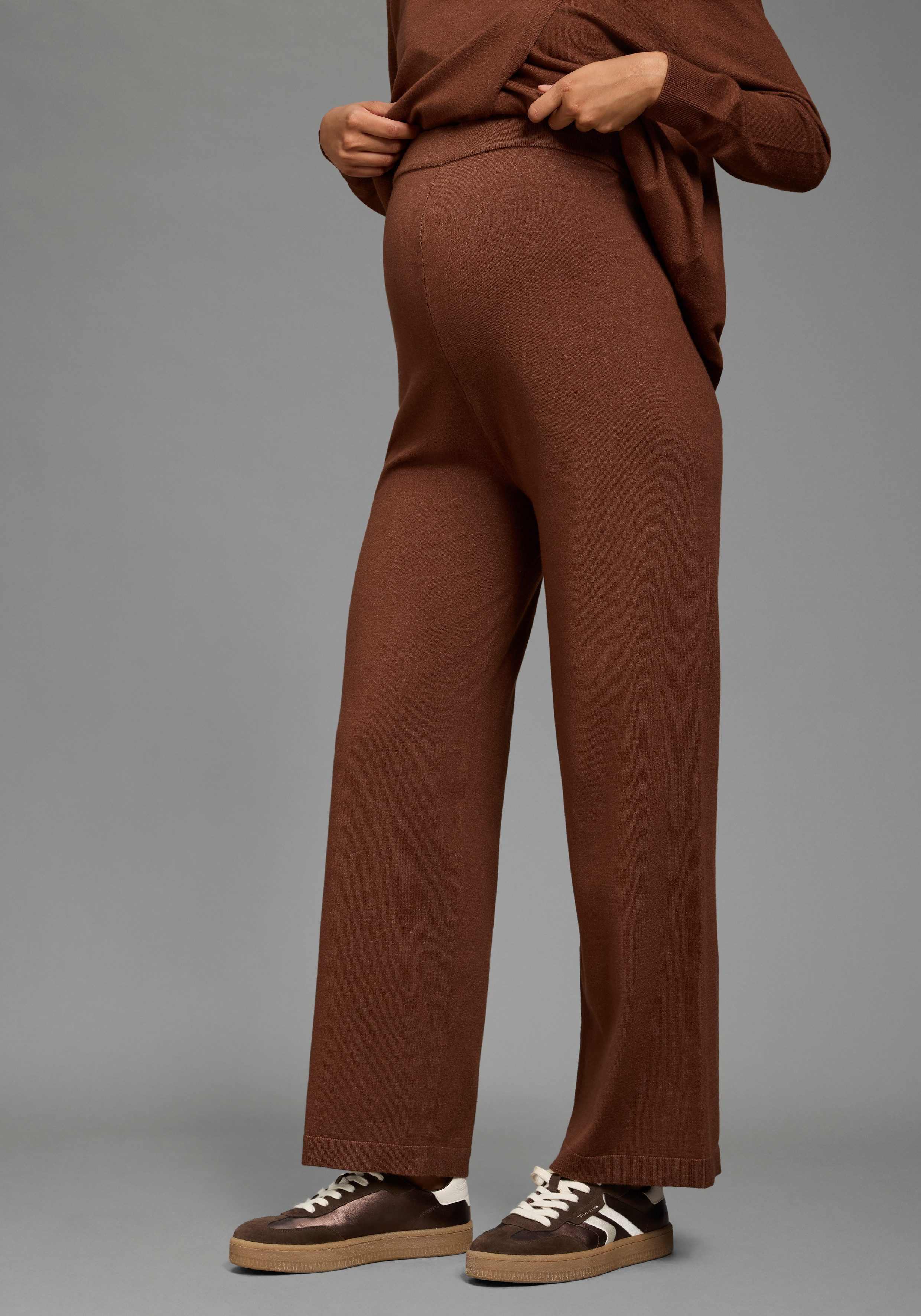 Neun Monate Umstandshose Strickhose für Schwangerschaft und Stillzeit Umstands-Strickhose mit extra weitem Bund