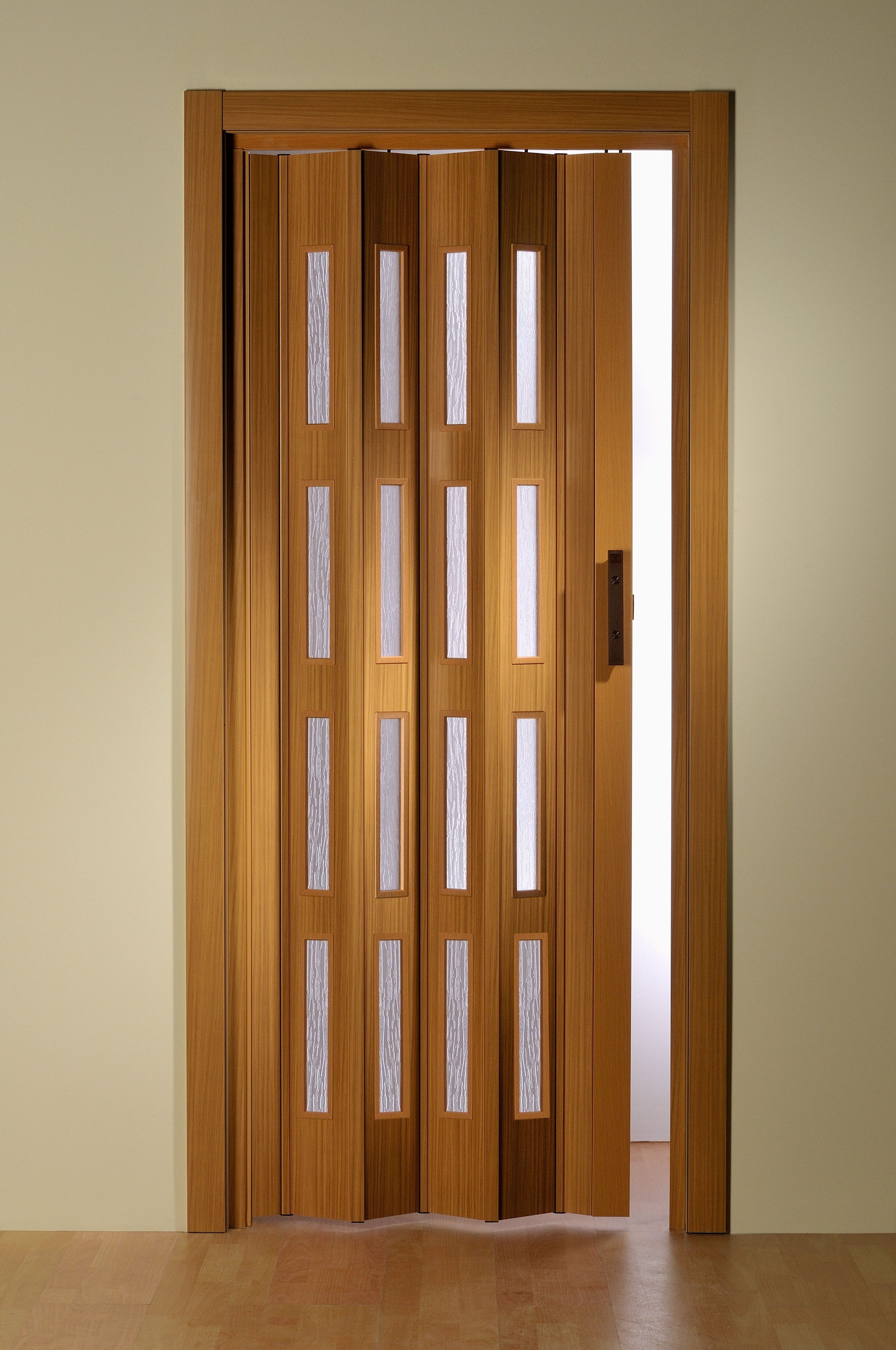 Forte Falttür Falttür Schiebetür Nischentür kürzbar B 88,5 xH 202 cm Buche 4 Fenster (1 Stück), abwaschbar und für Naßräume geeignet
