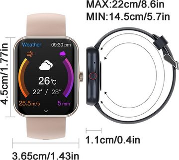 SEVGTAR Smartwatch (1,83 Zoll, Android iOS), Telefonfunktion Fitness Tracker Schlafmonitor 37 Sportmodi Armbanduhr