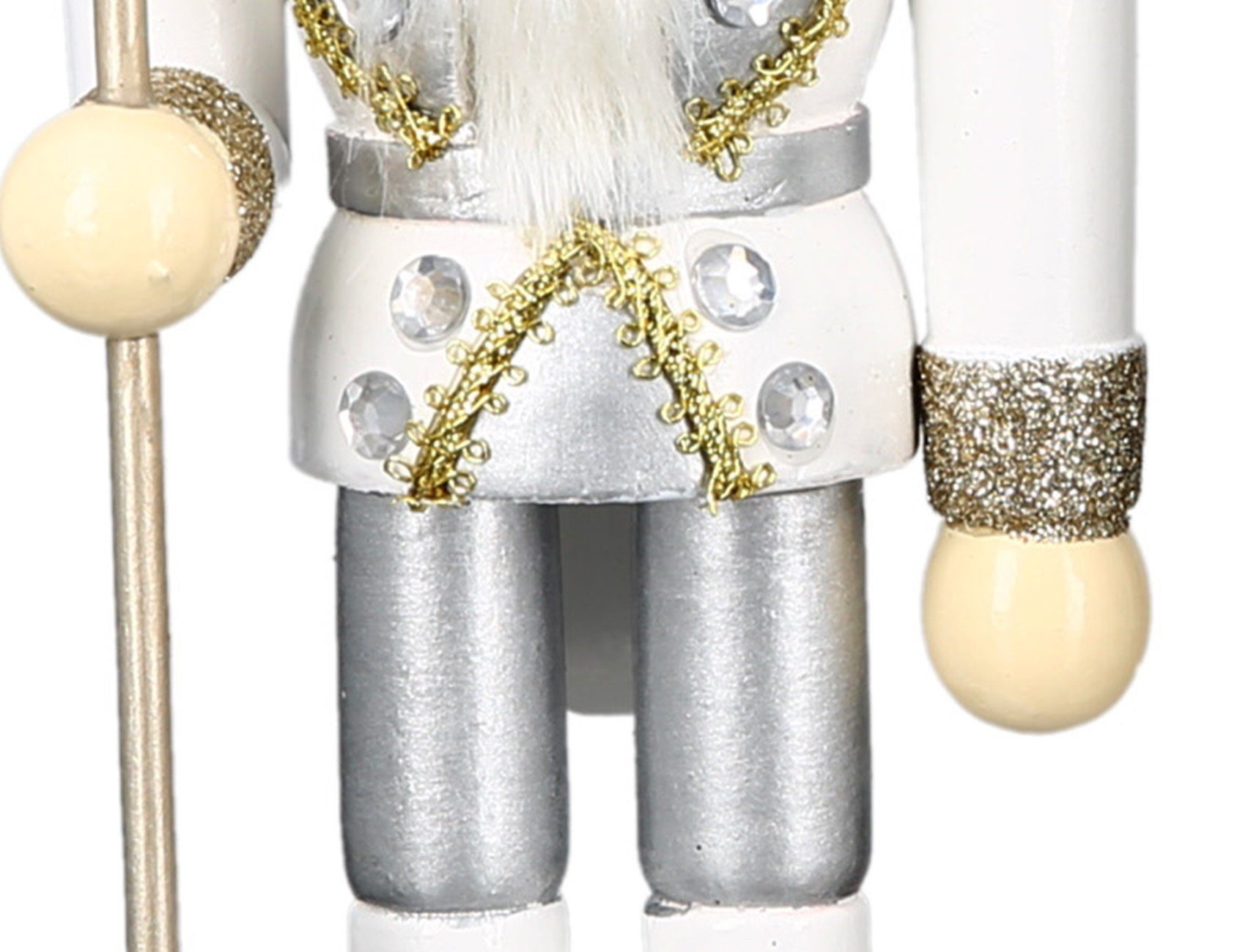 dekojohnson Weihnachtsfigur weiß Soldat silber 25 cm Deko-Trommler Nussknacker