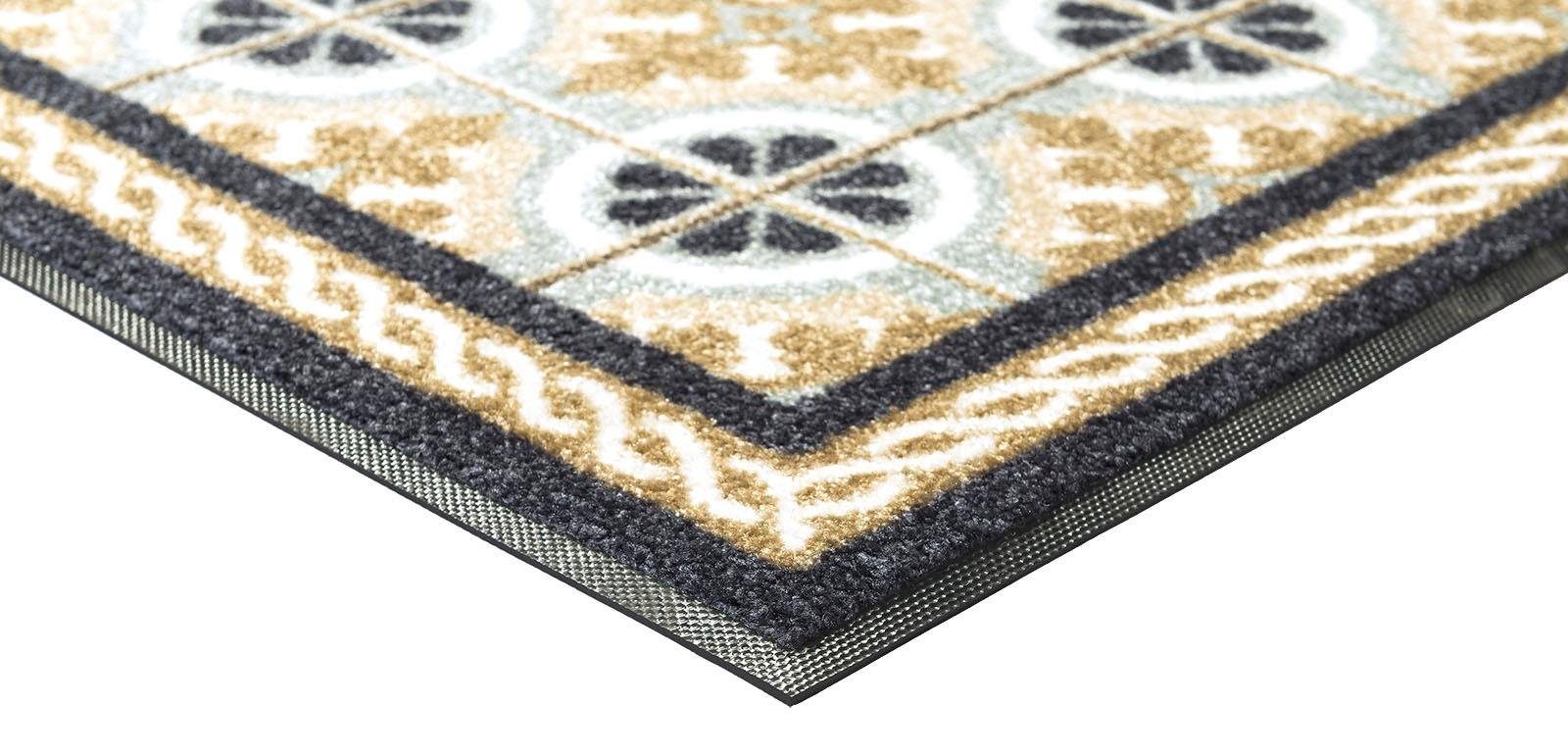 Tiles, by rechteckig, Teppich Kitchen Höhe: beige rutschhemmend, und 7 mm, wash+dry Outdoor waschbar Kleen-Tex, In- geeignet,