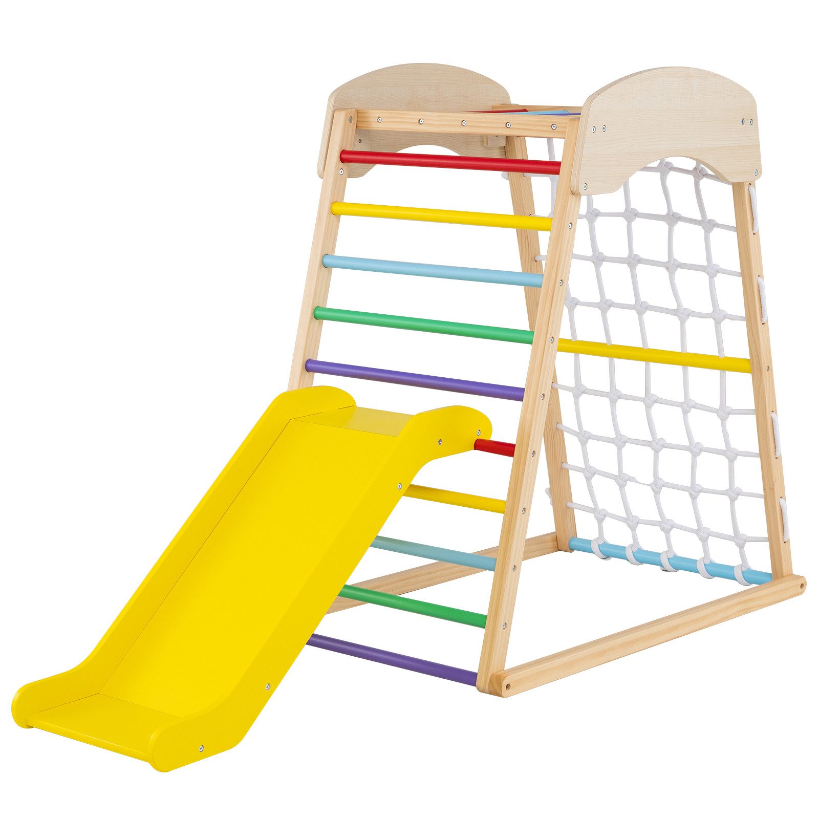 COSTWAY Spielturm Klettergerüst, mit Rutsche & Kletternetz
