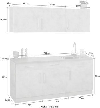 wiho Küchen Küche Cali, ohne E-Geräte, Breite 180 cm