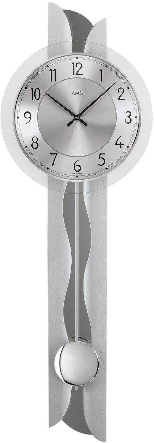 AMS Pendelwanduhr W7216 (Quarzuhr, Wanduhr, Holzgehäuse,Esszimmer,Wohnzimmer)