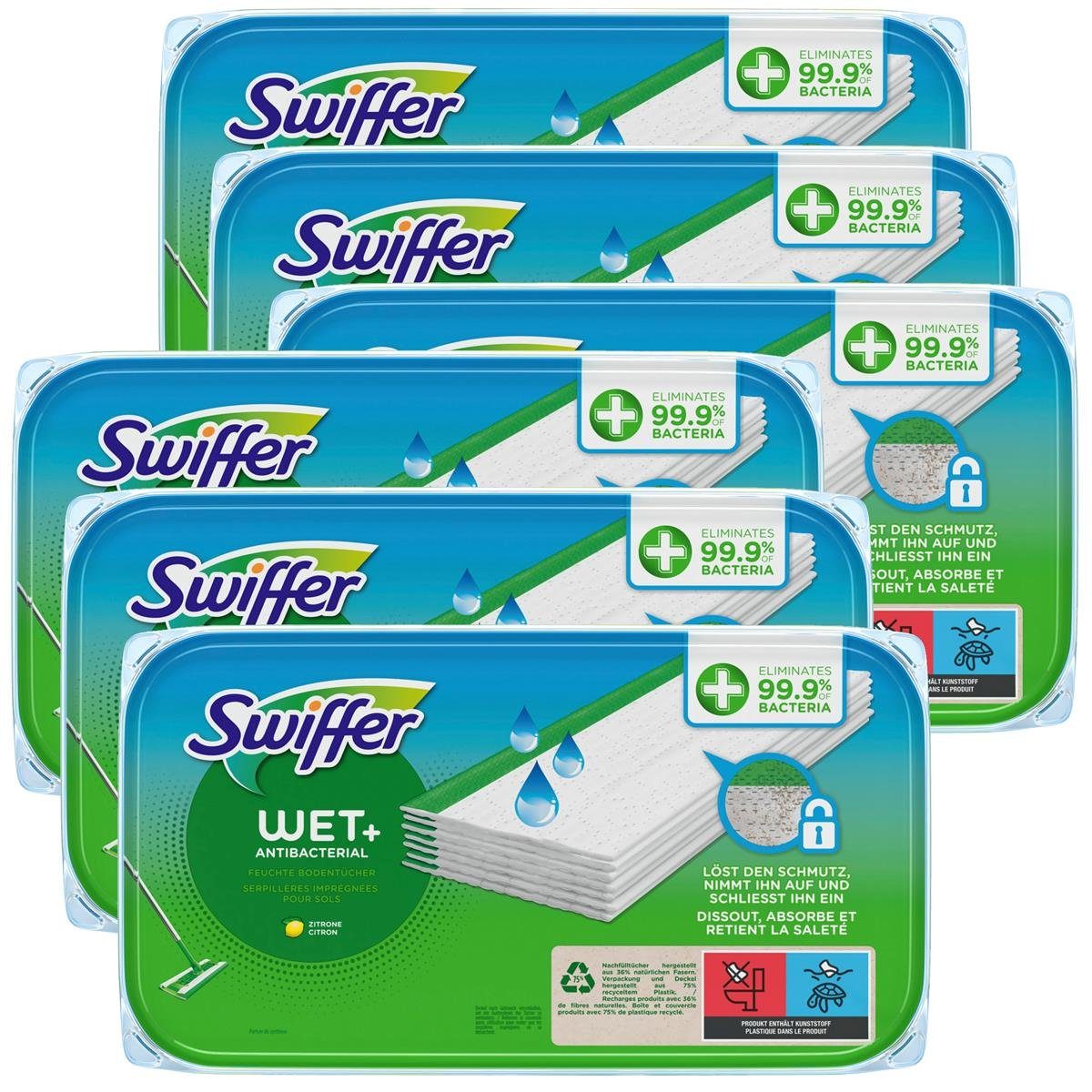 Swiffer Swiffer WET+ Anti-Bakt. feuchte Bodentücher 10 Stück mit Zitronenduft Fussbodenreiniger