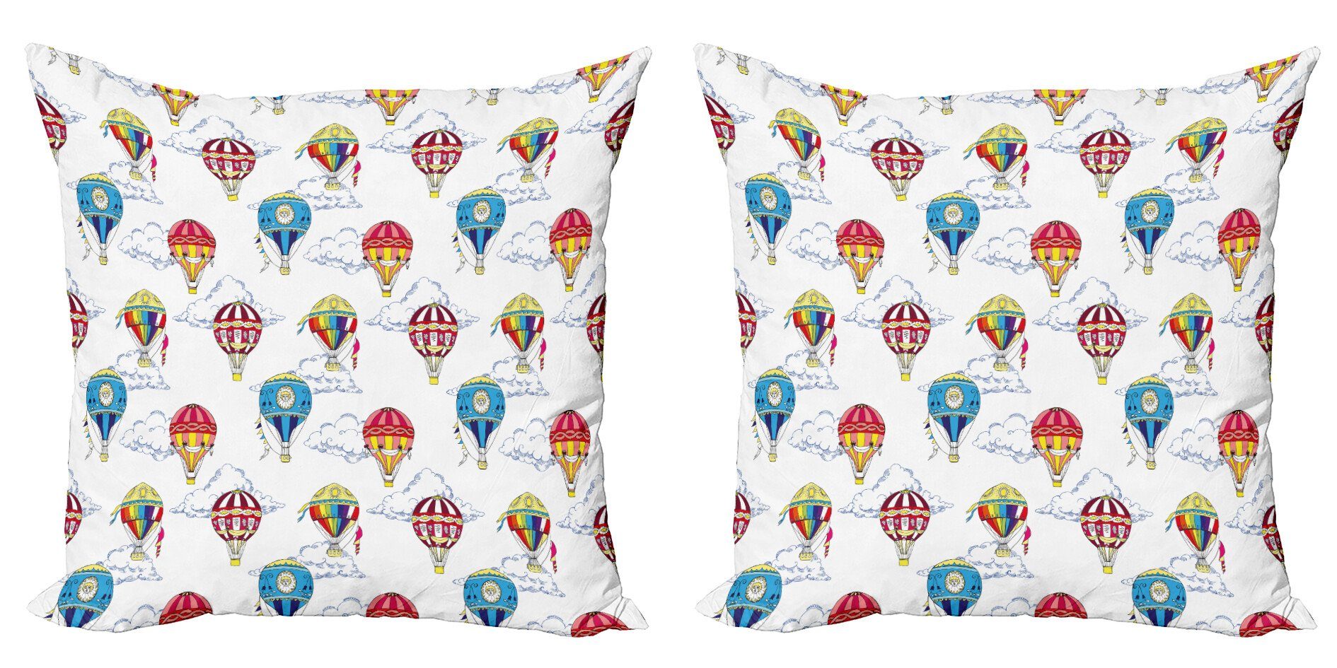 Doppelseitiger (2 Wolken Modern Kissenbezüge Stück), Jahrgang Abakuhaus Accent Digitaldruck, Heißluftballons