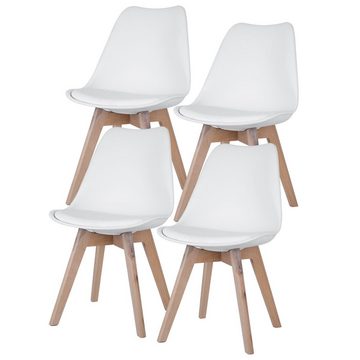 etc-shop Stuhl, Esszimmerstühle Eiche weiß Schalenstühle 4er Set Küchenstühle