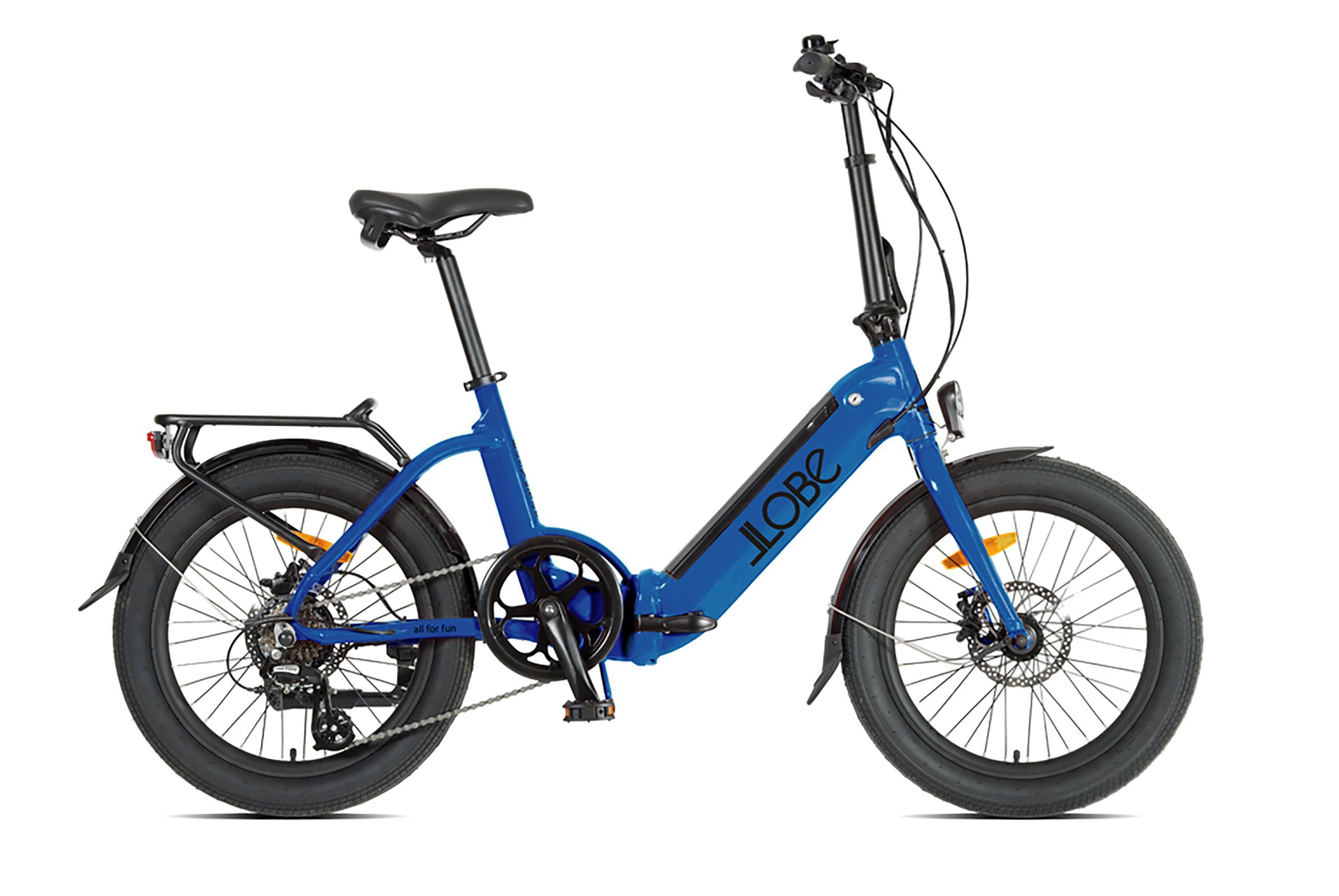 LLobe E-Bike City Falt E-Bike 20" EasyStar, blau 36V / 10Ah, 7 Gang,  Kettenschaltung, Heckmotor 250,00 W, Alltag, Camping, Pendler, faltbar,  robust, Gepäckträger