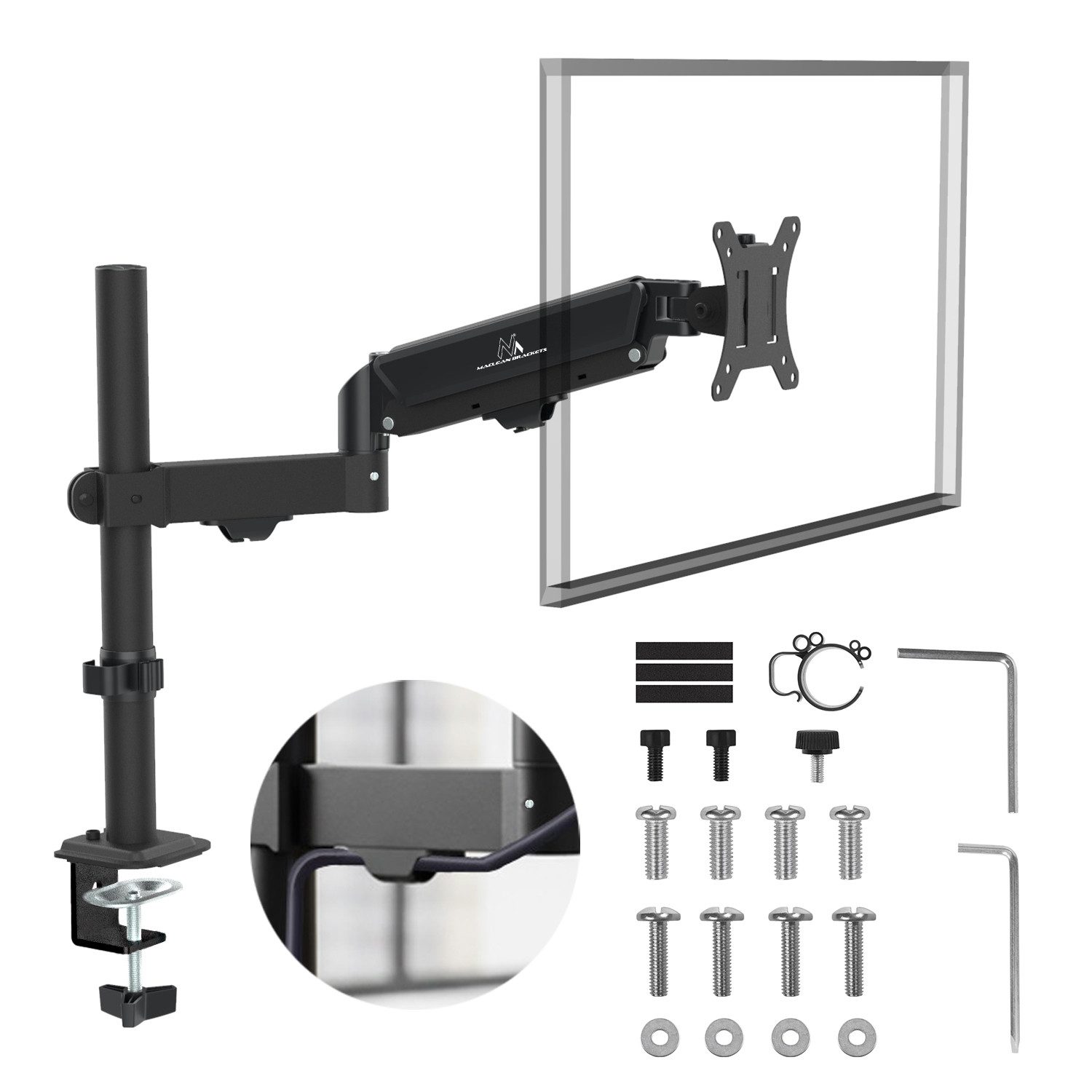 Maclean Monitor-Halterung MC-135 Monitorhalterung 17-32'', (bis 32 Zoll, 2-10kg mit Gasfeder)