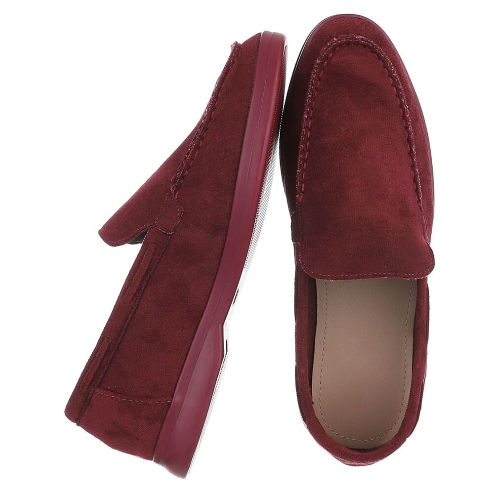Ital-Design Eleganter Damen Slip-On Schuh mit hohem Tragekomfort Slipper (90927368) Blockabsatz Mokassins in Weinrot
