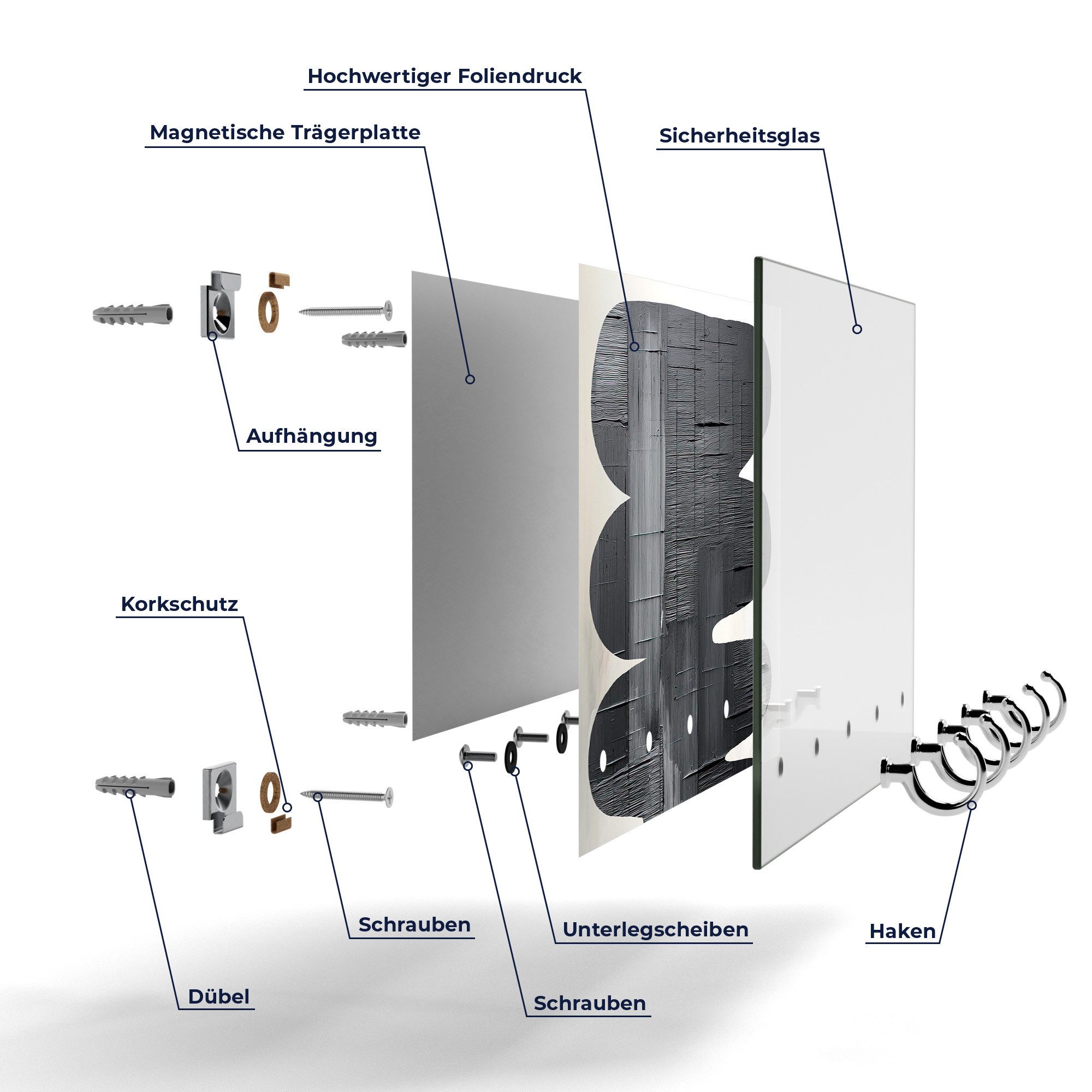 DEQORI Schlüsselbrett 'Taktile Form', (1 St), Schlüsselhalter Schlüssel Haken Schlüsselboard modern Schlüsselleiste