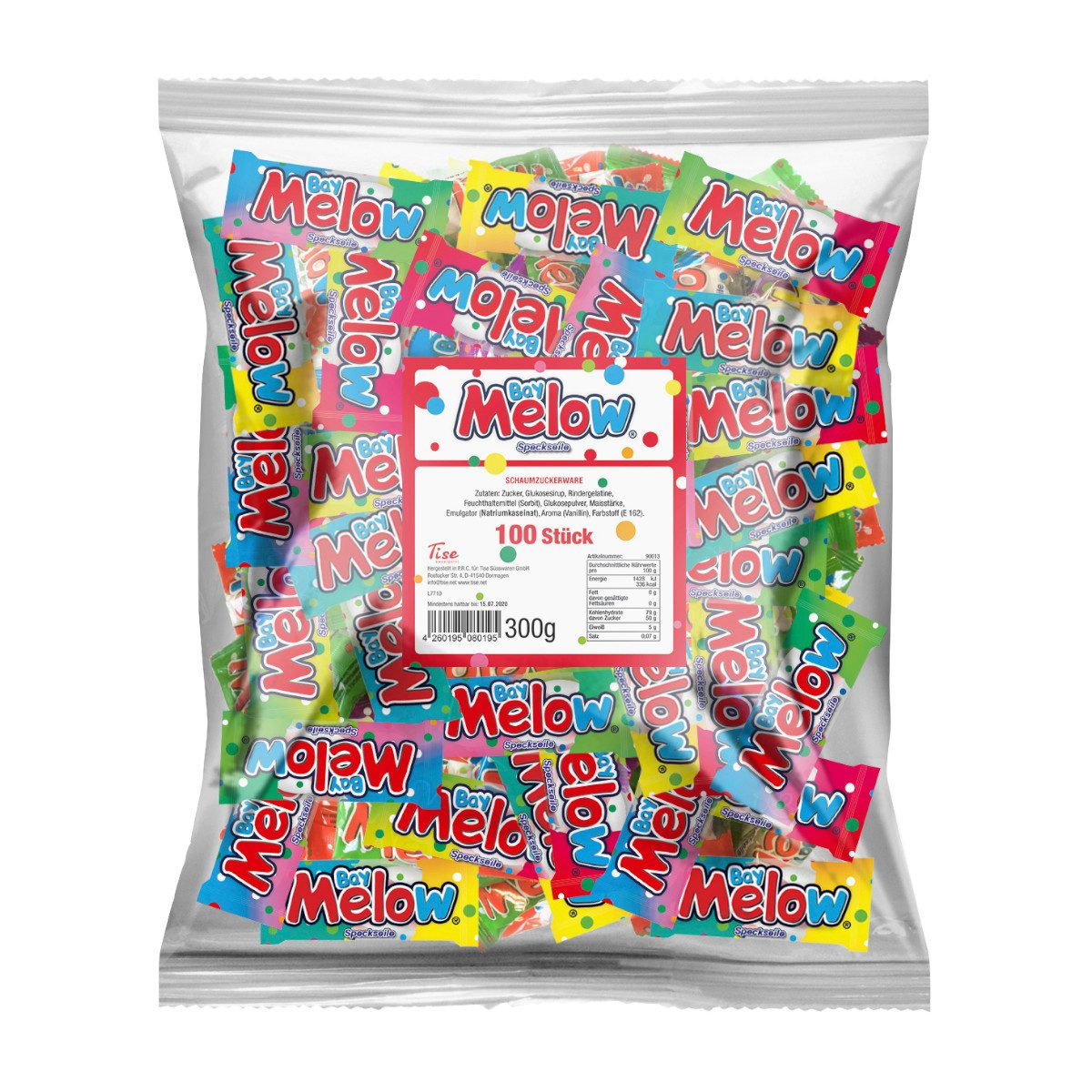 Tise Süßigkeit, Tise Bay Mellow Marshmello Speckseile 100 Stück Packung 300g