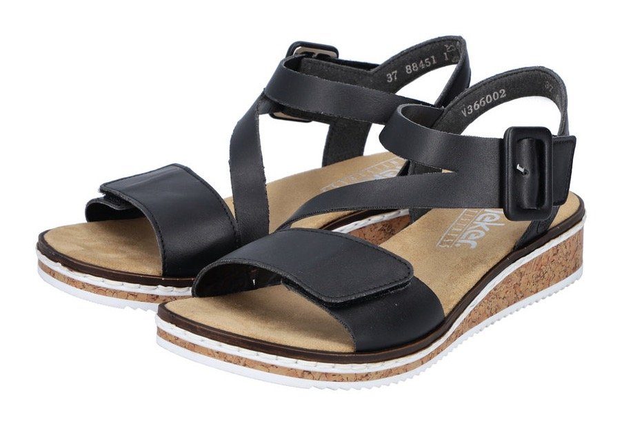 Rieker Riemchensandale Sommerschuh, Sandalette, Keilabsatz, mit asymmetrischem Riemchen