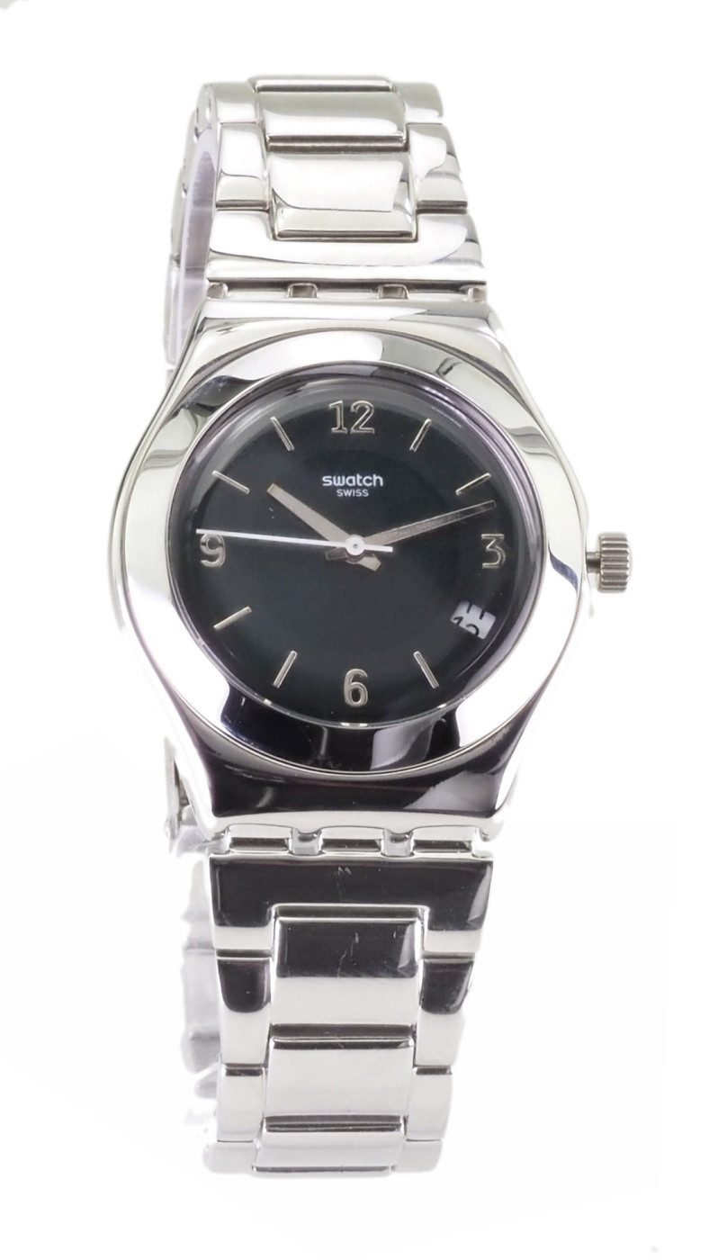 Swatch Quarzuhr Swatch Damen Quarz Uhr YLS468G MIDDLESTEEL X94, (Silber)