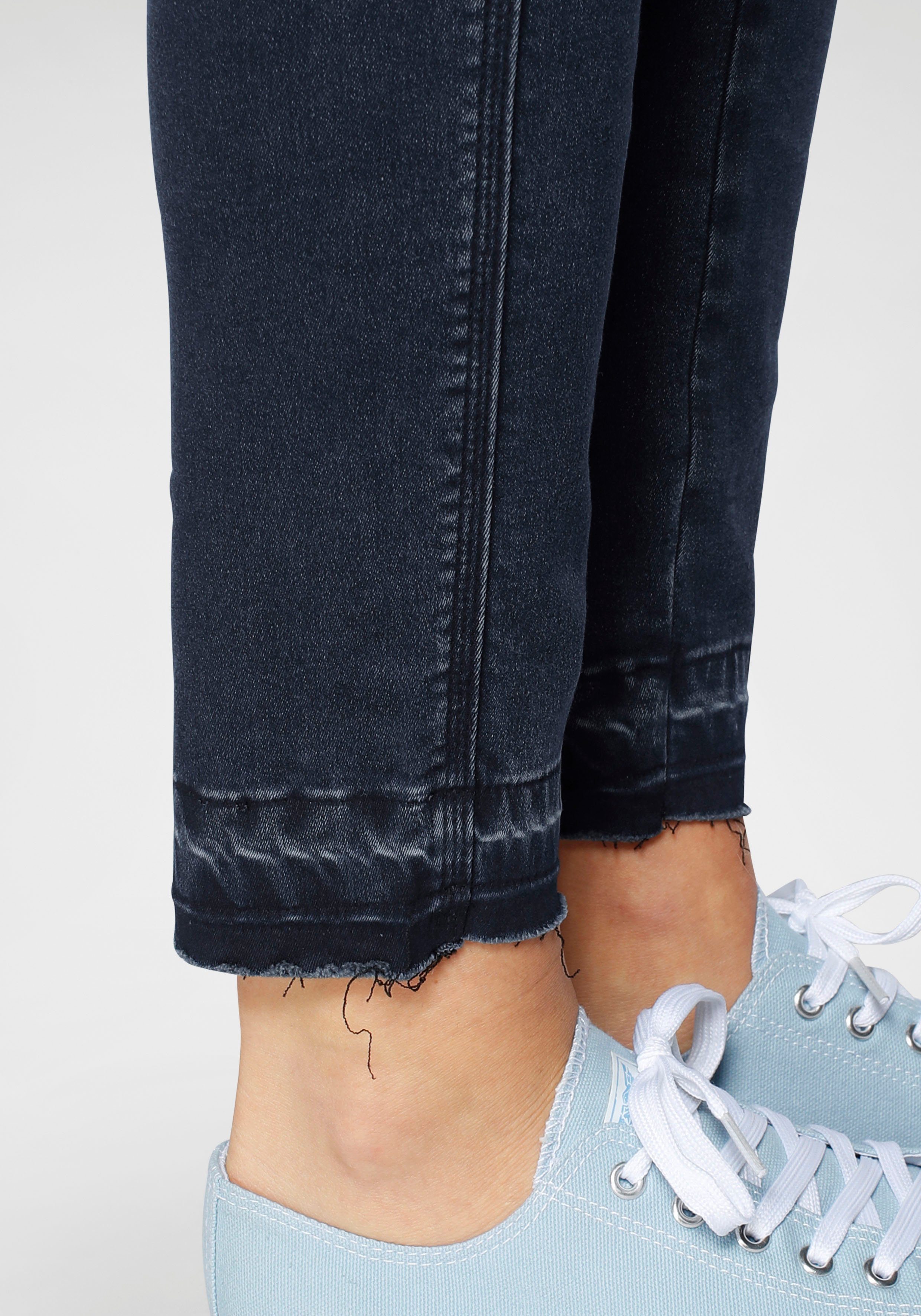 Arizona Skinny-fit-Jeans offenem Saum mit darkblue Waist High Stretch Ultra